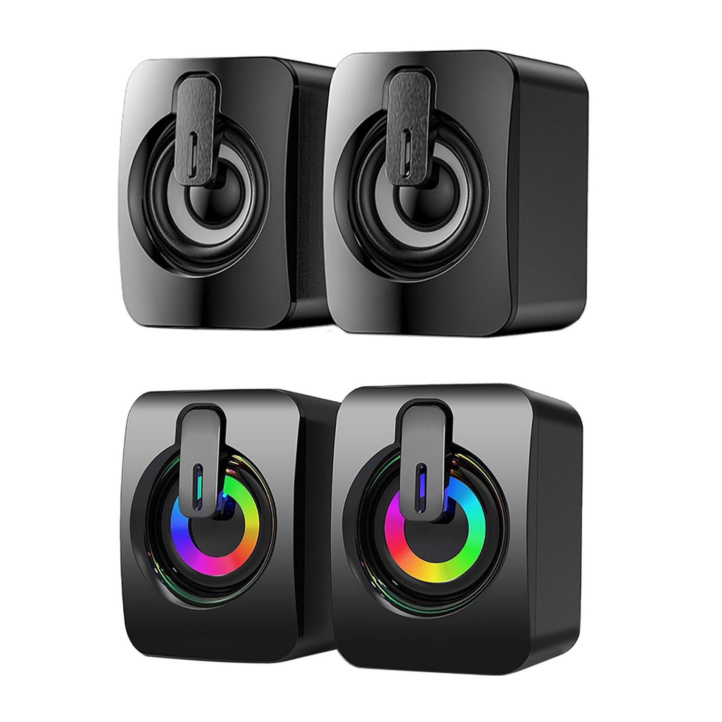 2Pcs Desktop Speakers 50mm Loudspeakers for Mobile Phone Laptops Home Office without light