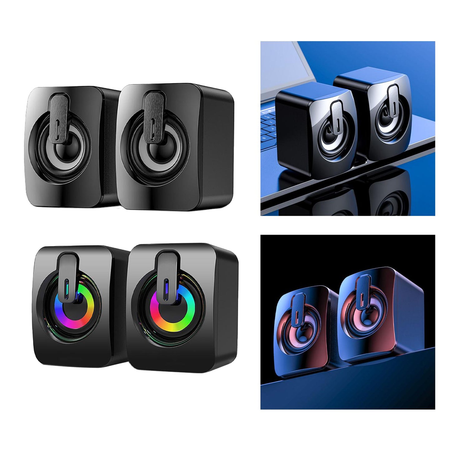 2Pcs Desktop Speakers 50mm Loudspeakers for Mobile Phone Laptops Home Office without light