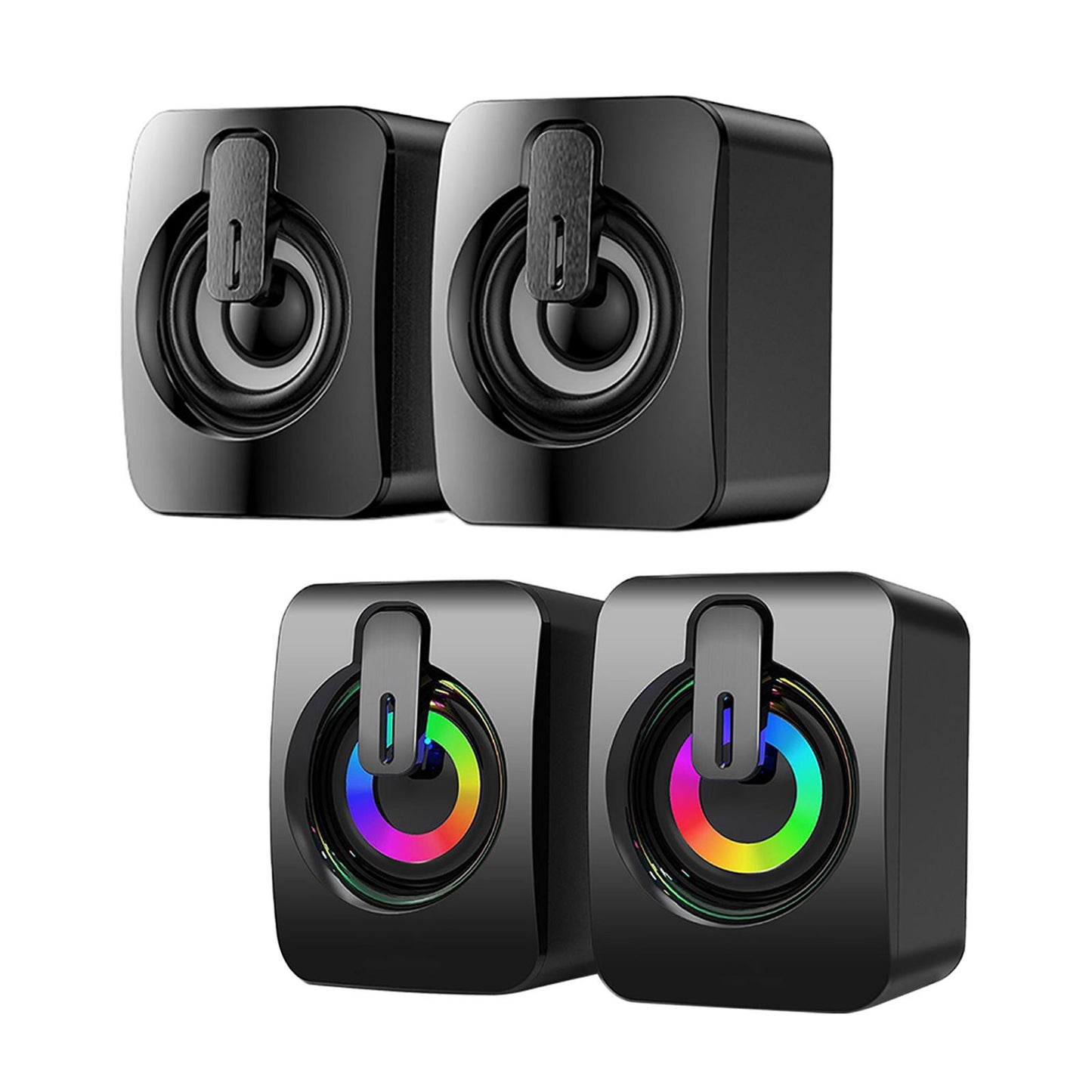 2Pcs Desktop Speakers 50mm Loudspeakers for Mobile Phone Laptops Home Office without light