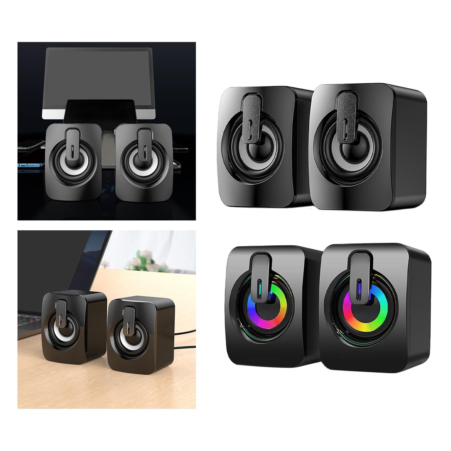 2Pcs Desktop Speakers 50mm Loudspeakers for Mobile Phone Laptops Home Office without light