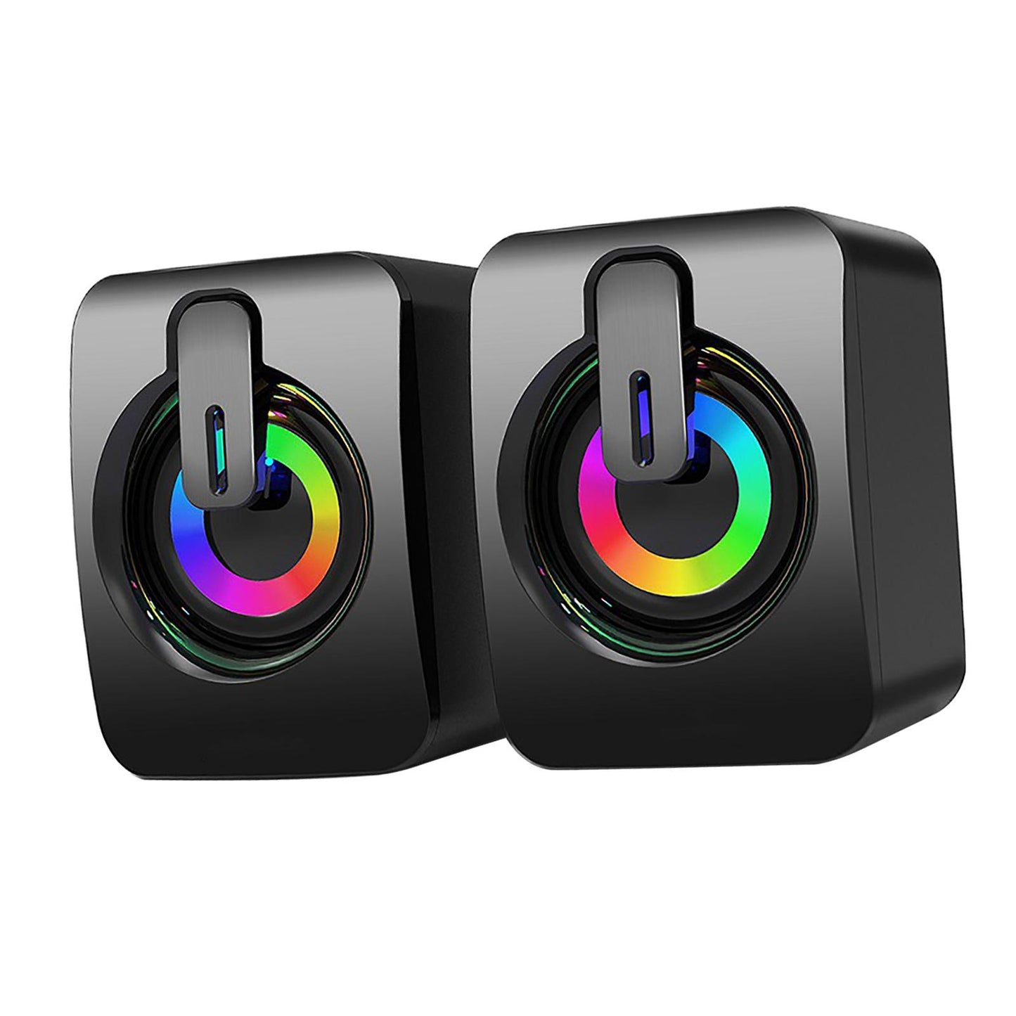 2Pcs Desktop Speakers 50mm Loudspeakers for Mobile Phone Laptops Home Office with light