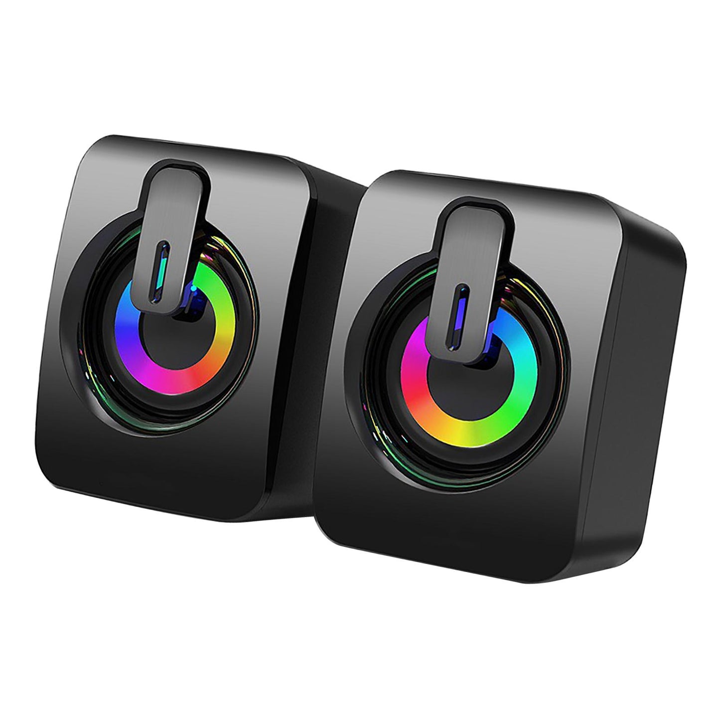 2Pcs Desktop Speakers 50mm Loudspeakers for Mobile Phone Laptops Home Office with light