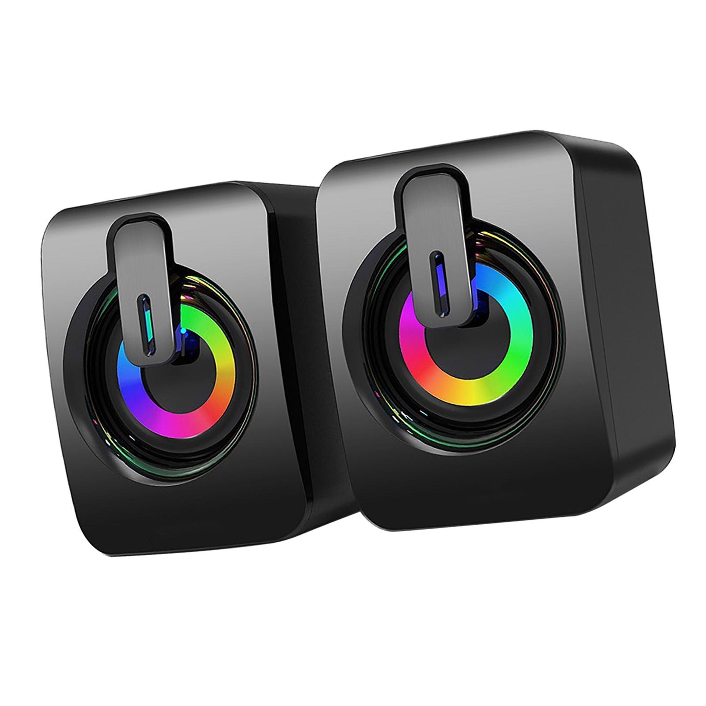 2Pcs Desktop Speakers 50mm Loudspeakers for Mobile Phone Laptops Home Office with light