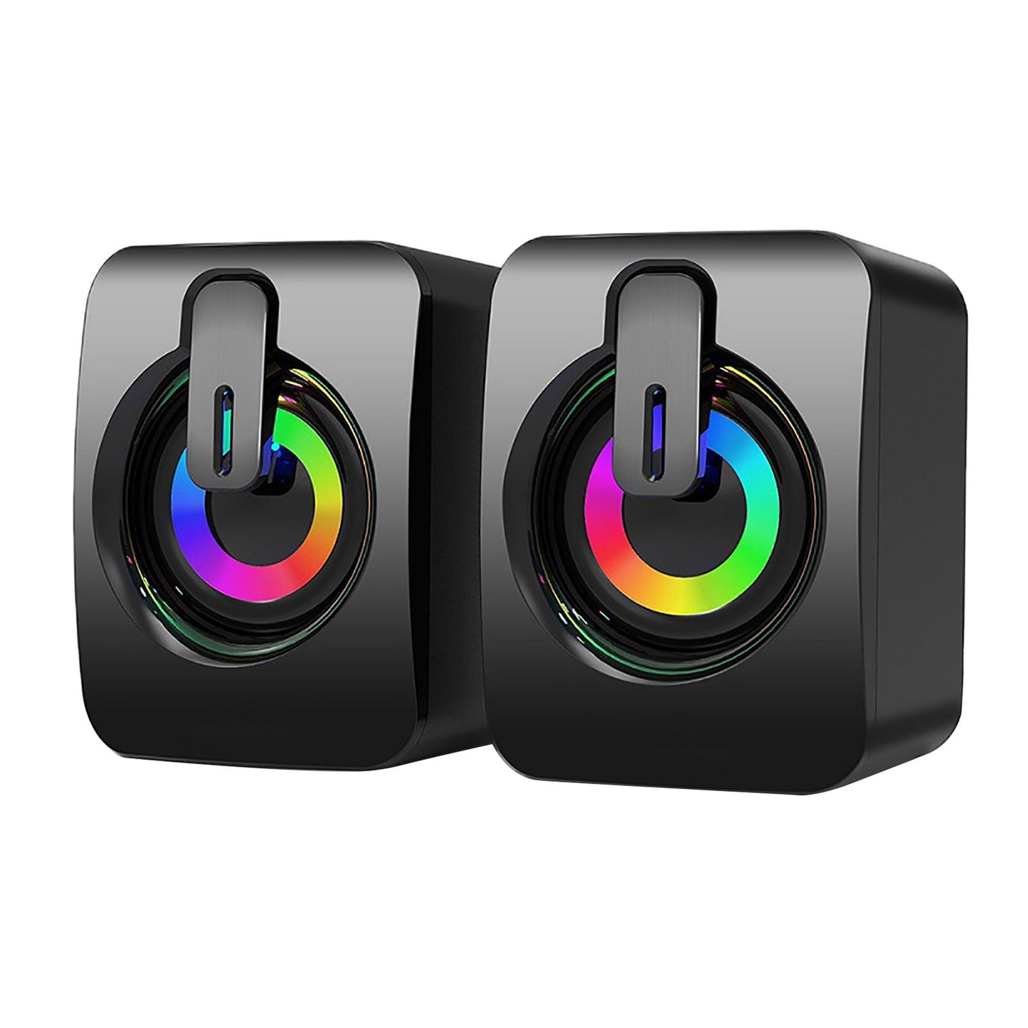 2Pcs Desktop Speakers 50mm Loudspeakers for Mobile Phone Laptops Home Office with light