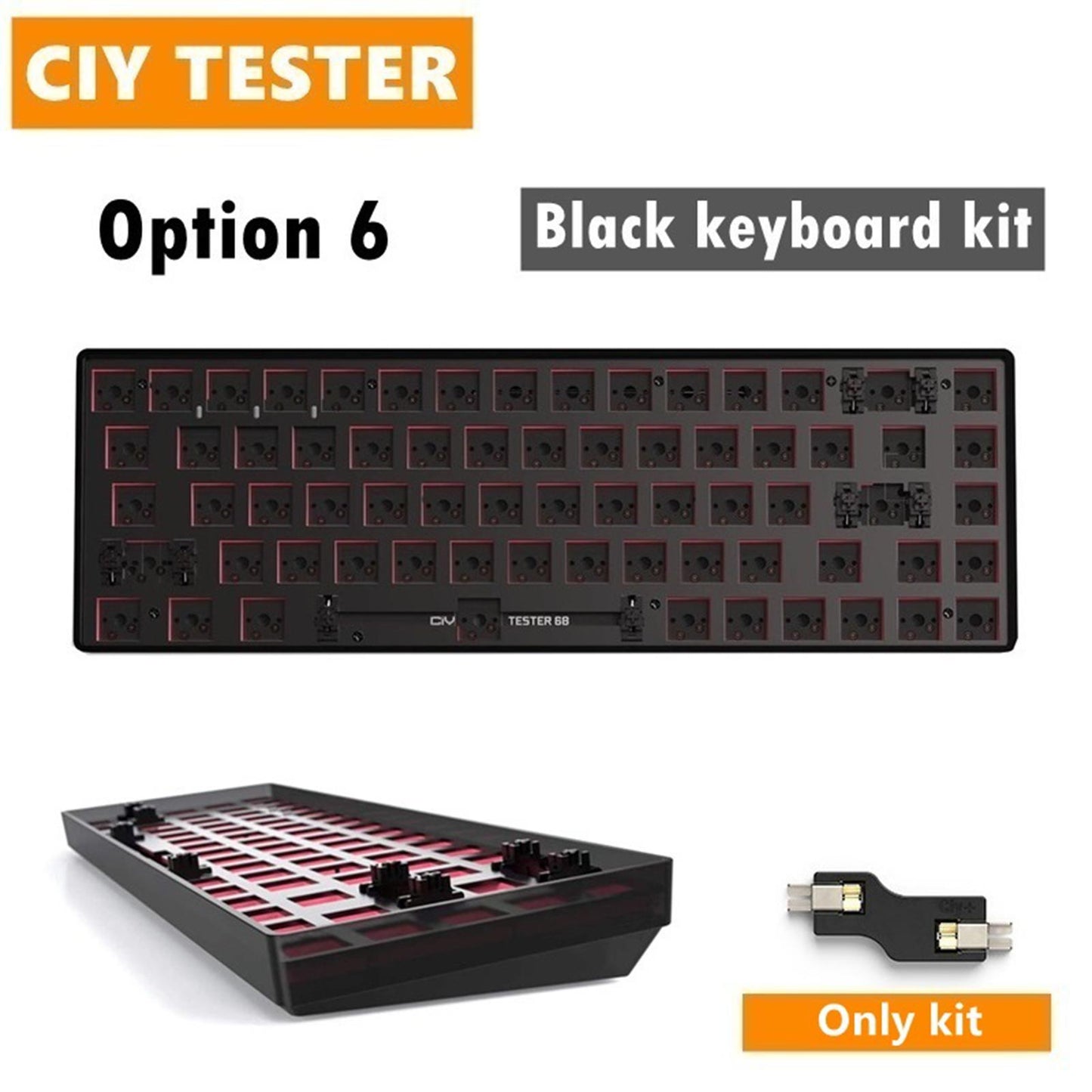 Tester68 Mechanical Keyboard Kits 2.4G/Bluetooth 5.0 black option 6