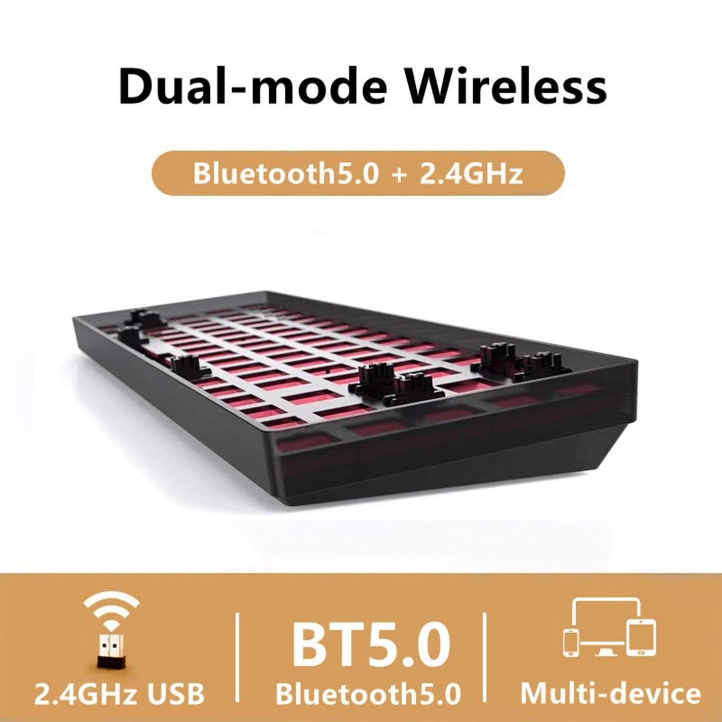 Tester68 Mechanical Keyboard Kits 2.4G/Bluetooth 5.0 black option 9