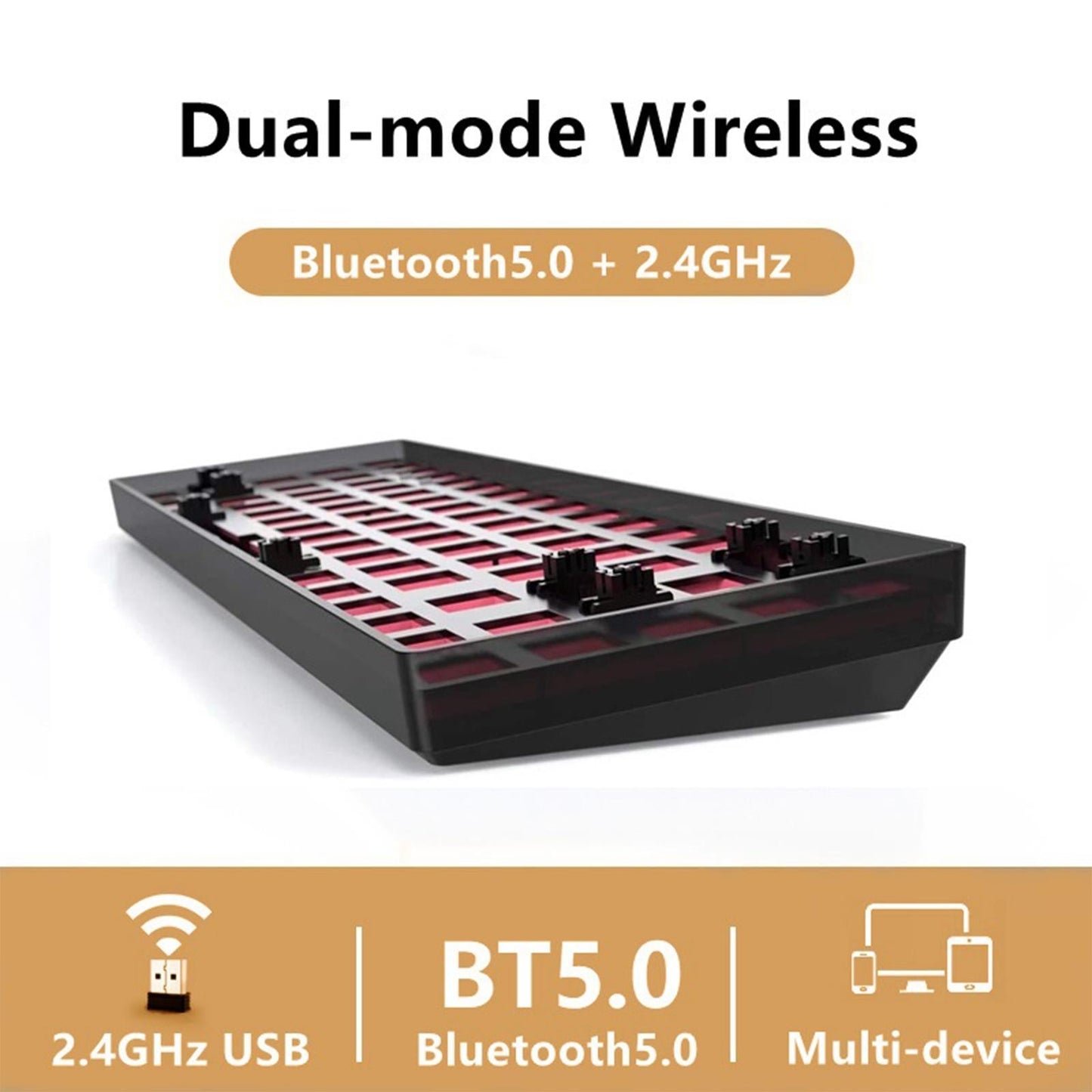 Tester68 Mechanical Keyboard Kits 2.4G/Bluetooth 5.0 black option 10