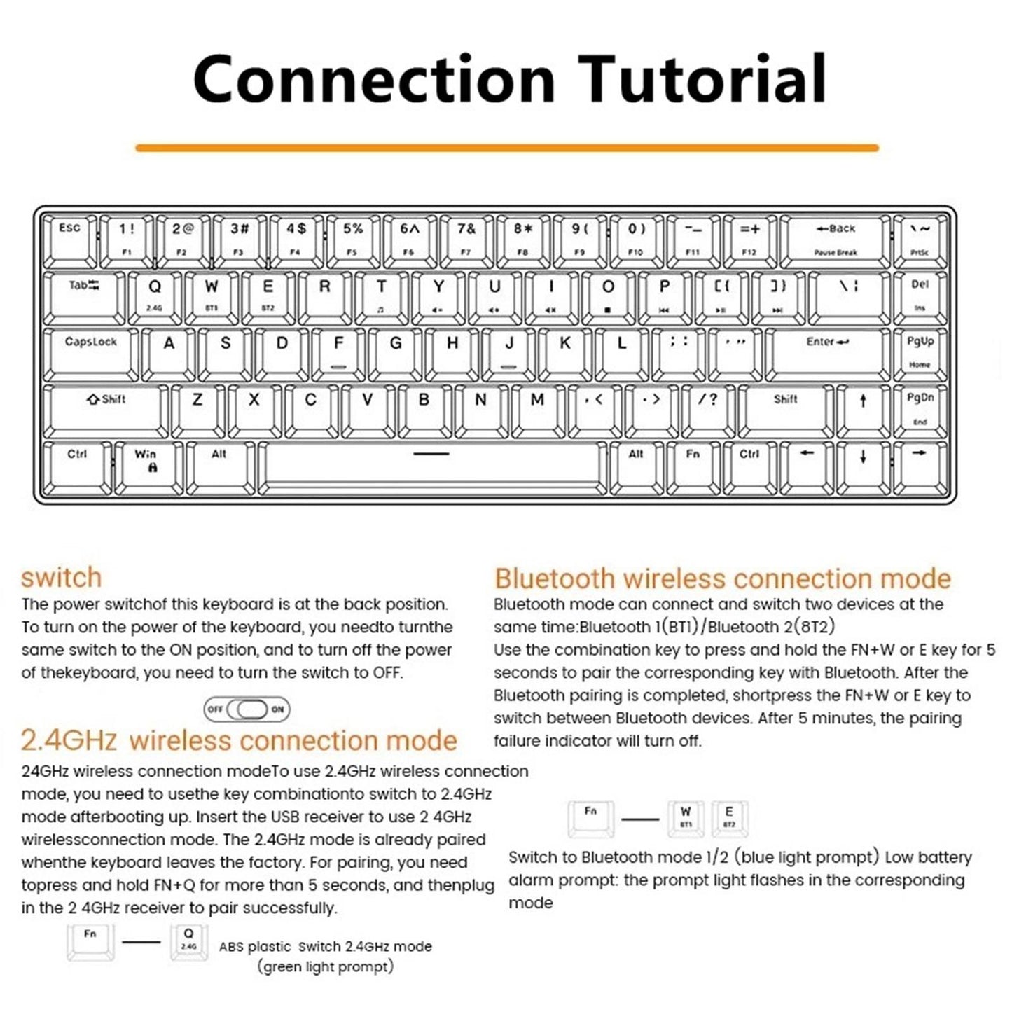 Tester68 Mechanical Keyboard Kits 2.4G/Bluetooth 5.0 purple option 12