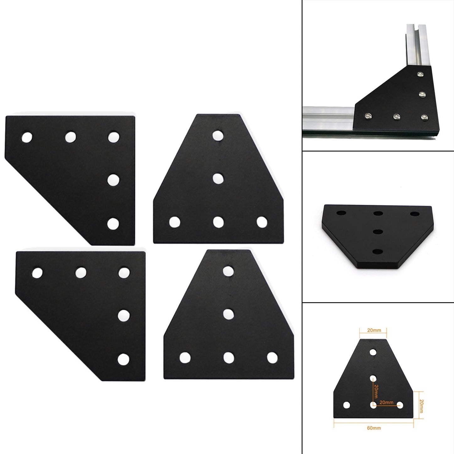 2x 5 Hole Joint Board Plate Joining Plate Bracket for 3D Printer Accessories 5 hole L-shaped