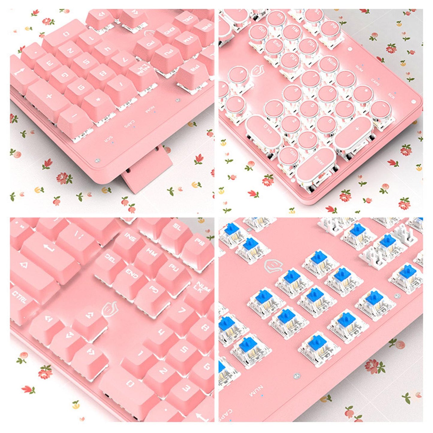 Wired Gaming Keyboard Ergonomic Pink Keyboard for Computer Gamer Square