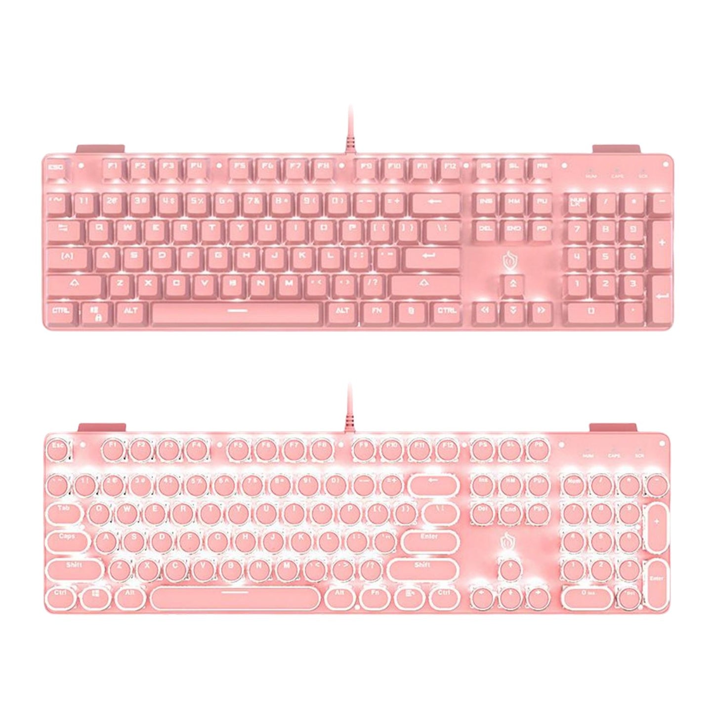 Wired Gaming Keyboard Ergonomic Pink Keyboard for Computer Gamer Square
