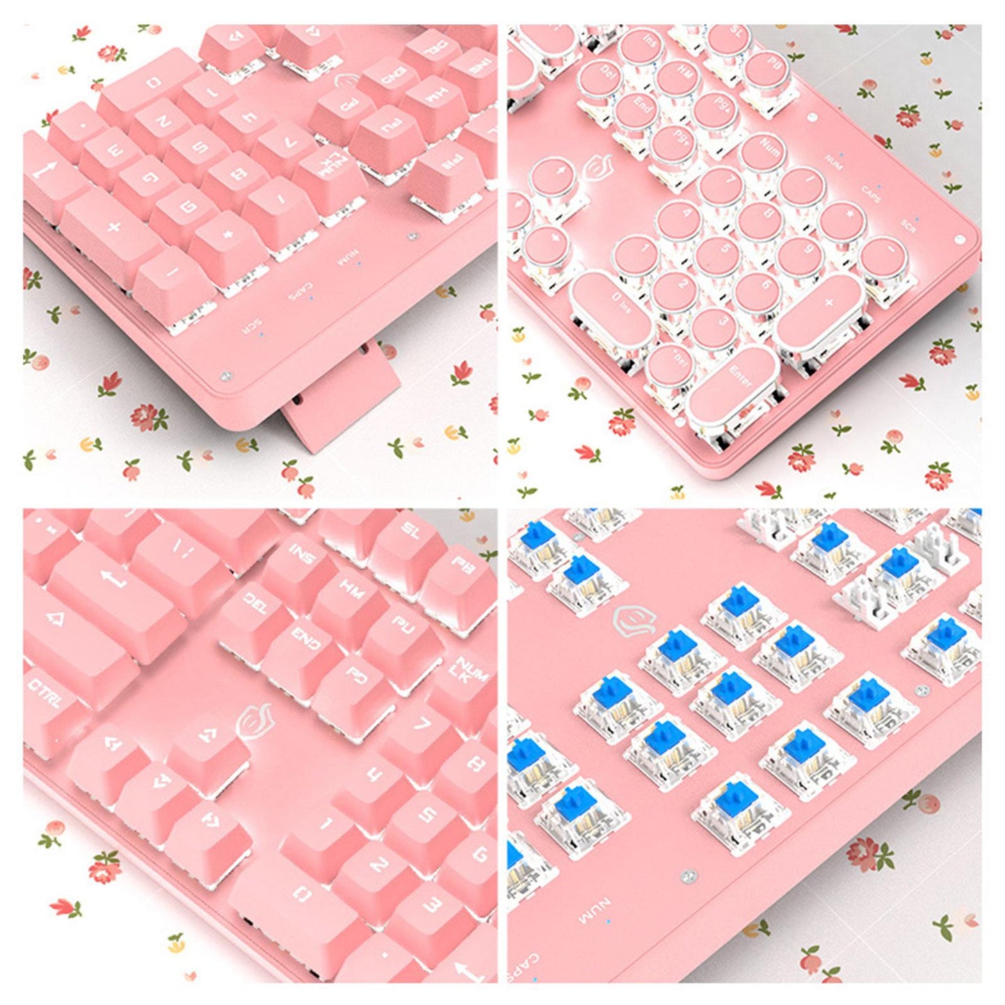 Wired Gaming Keyboard Ergonomic Pink Keyboard for Computer Gamer Round