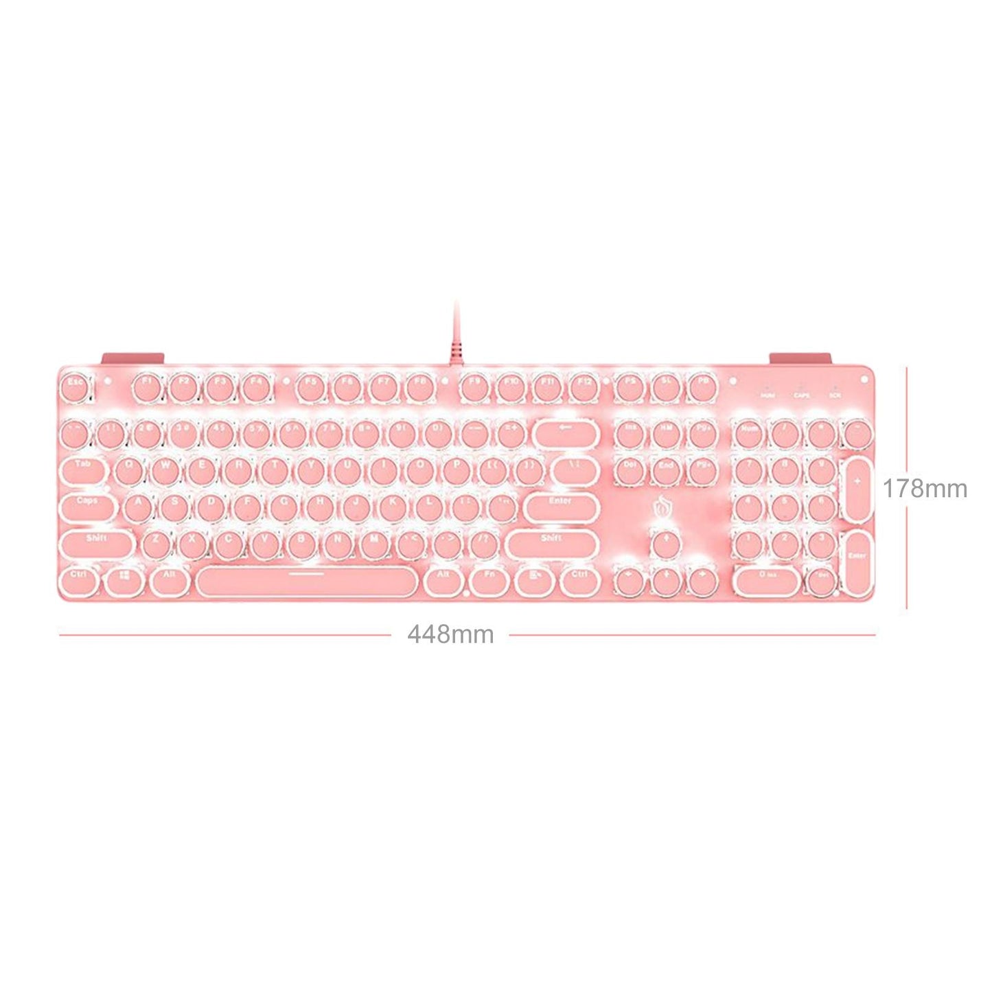 Wired Gaming Keyboard Ergonomic Pink Keyboard for Computer Gamer Round