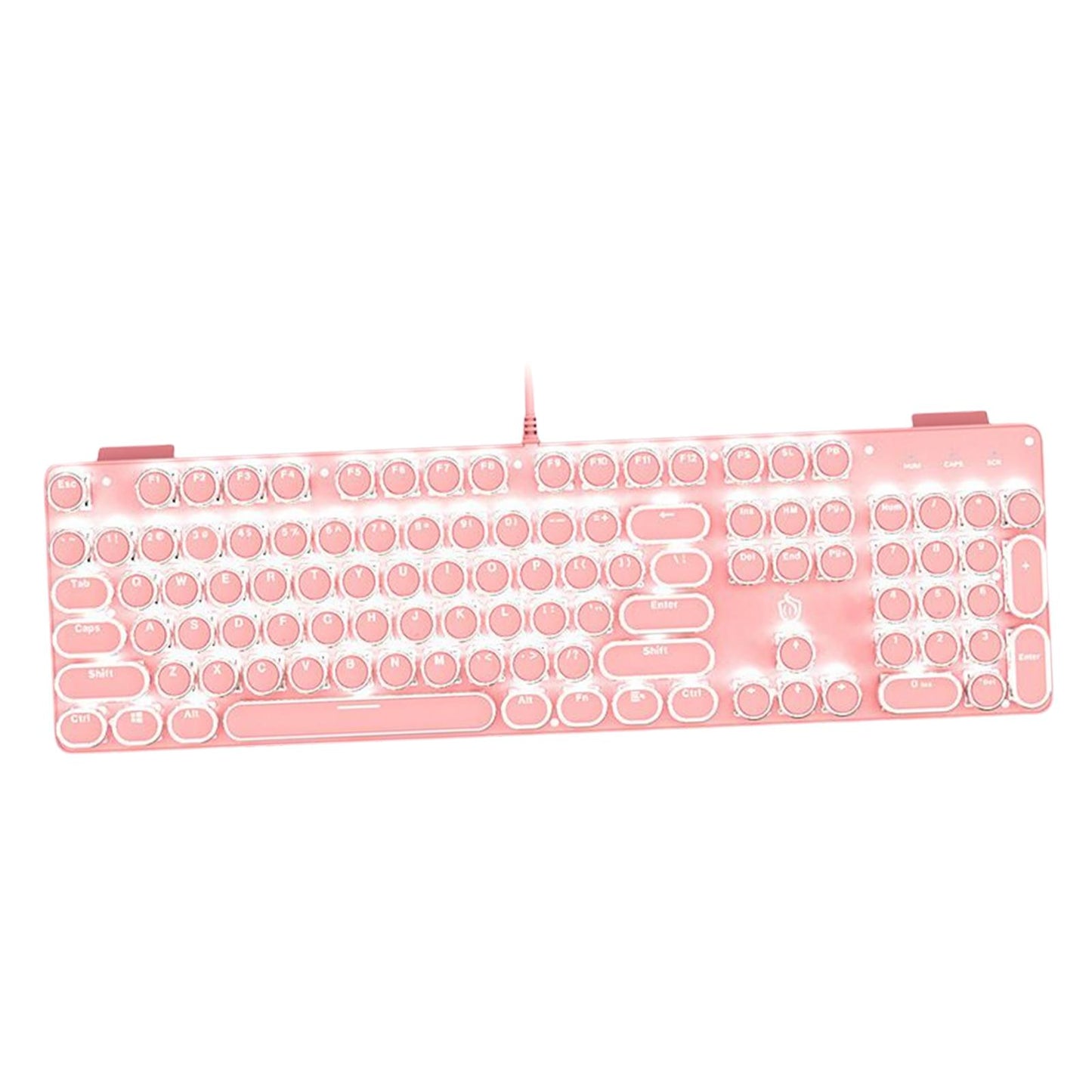 Wired Gaming Keyboard Ergonomic Pink Keyboard for Computer Gamer Round