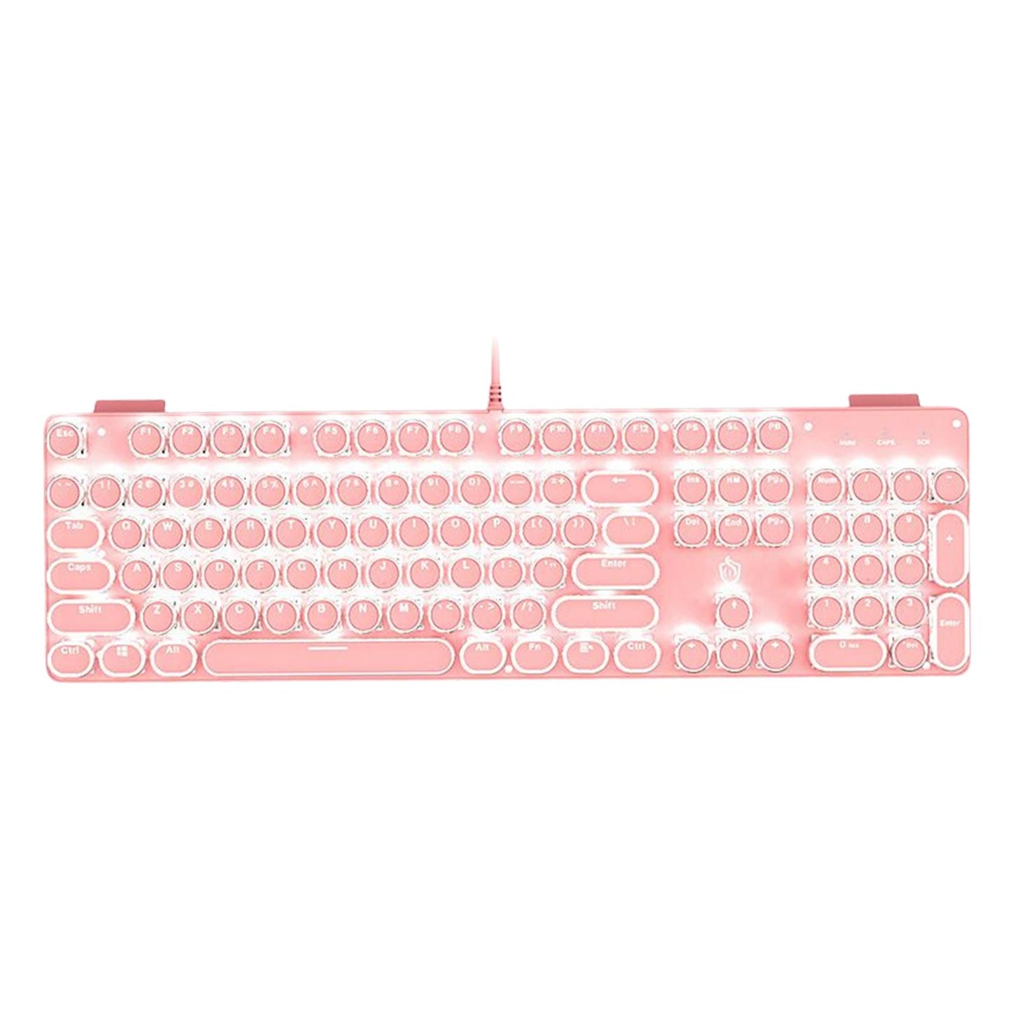 Wired Gaming Keyboard Ergonomic Pink Keyboard for Computer Gamer Round