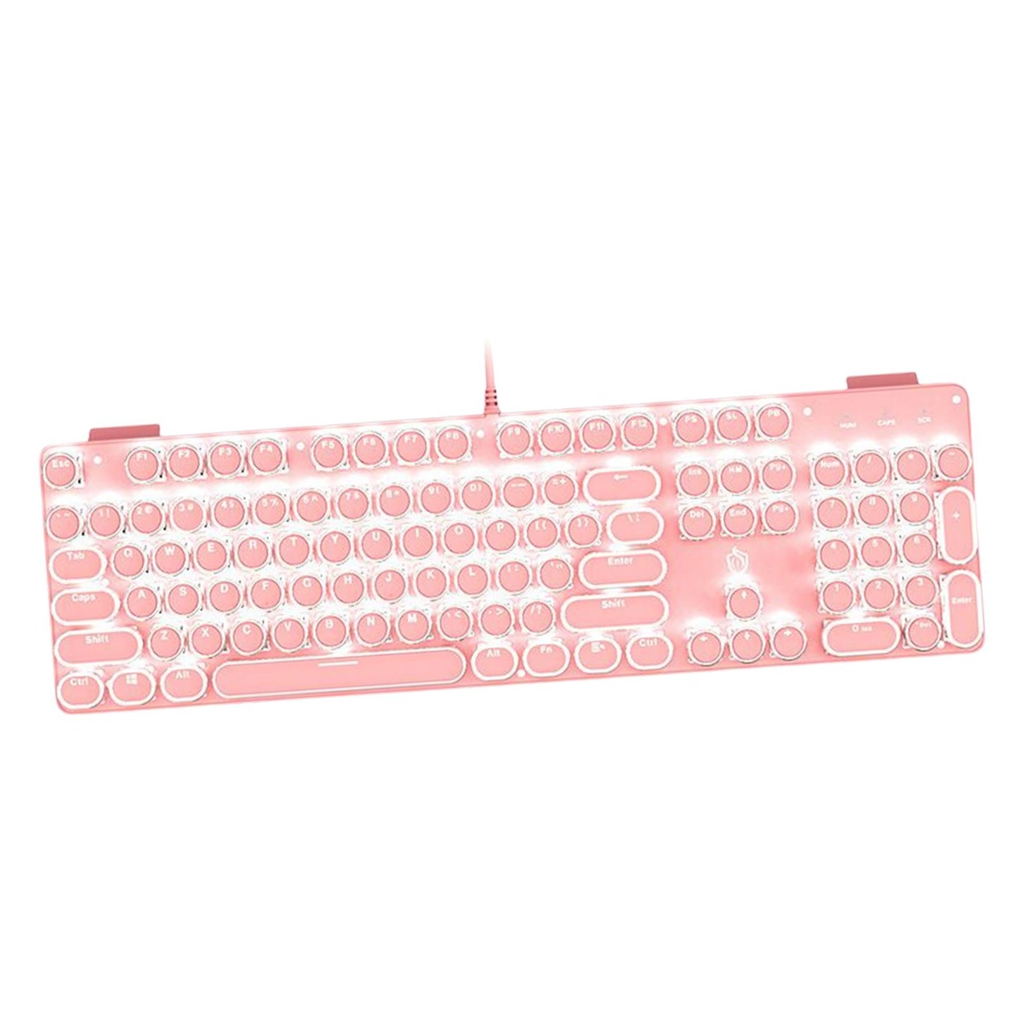 Wired Gaming Keyboard Ergonomic Pink Keyboard for Computer Gamer Round