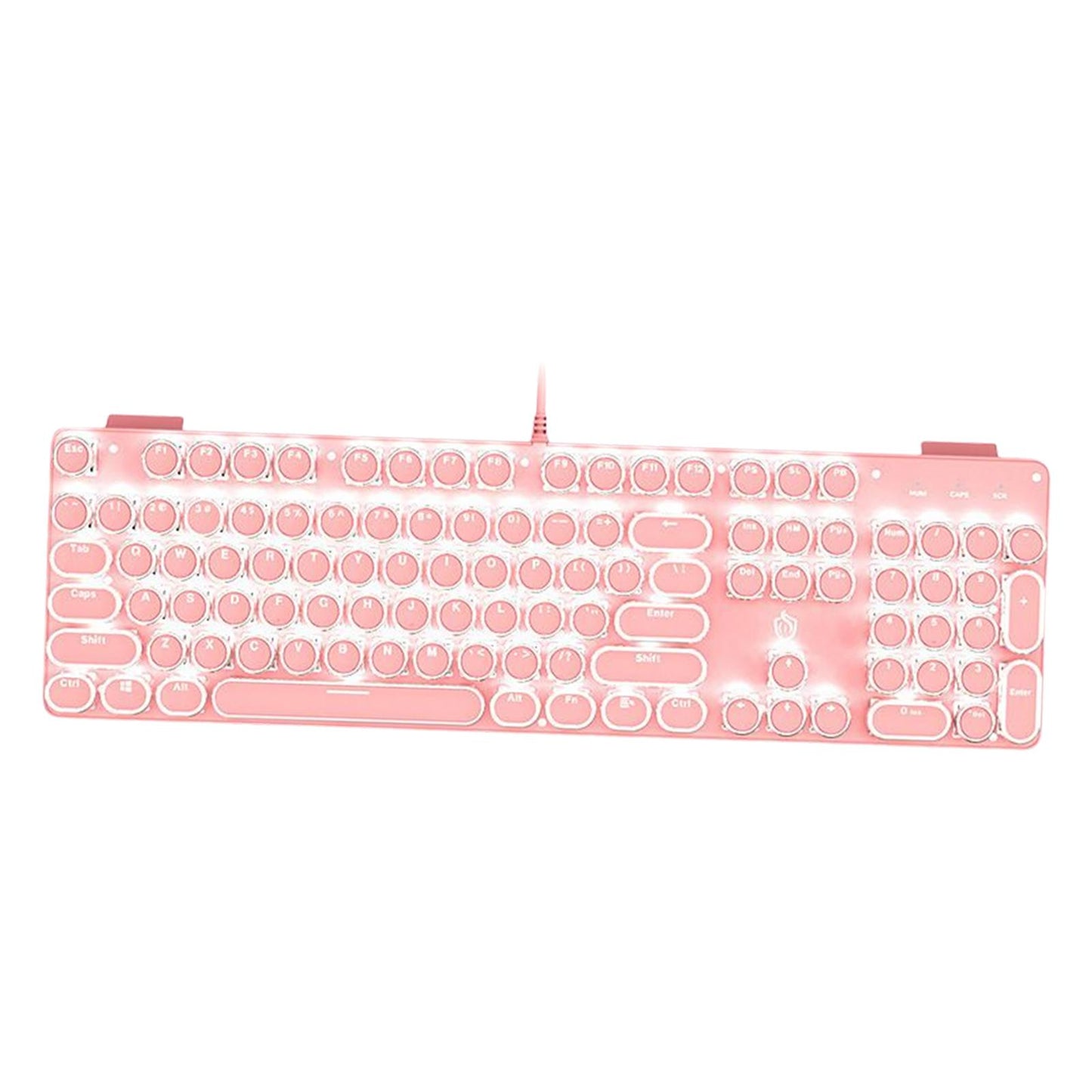 Wired Gaming Keyboard Ergonomic Pink Keyboard for Computer Gamer Round