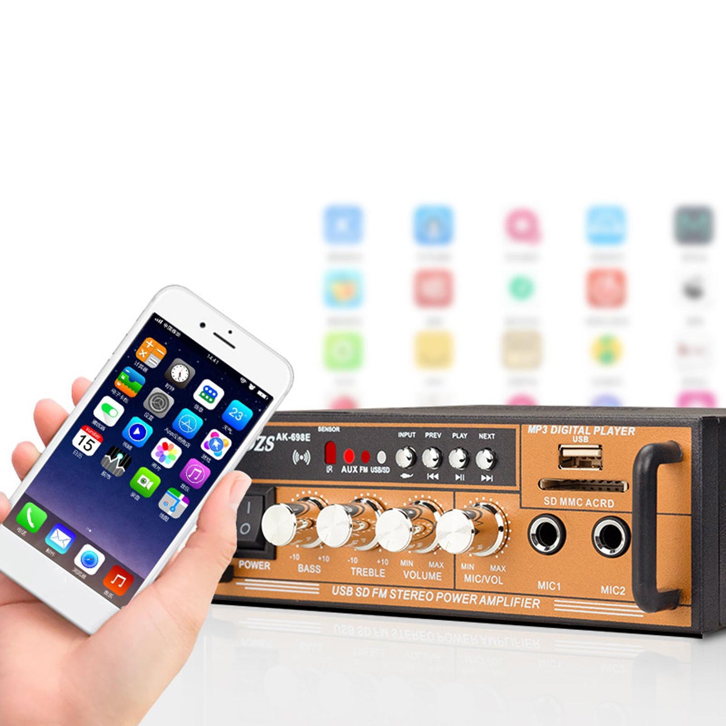 12V 220V Audio Power Amplifier 60W+60W 2 Channel Mini for Home Garage US