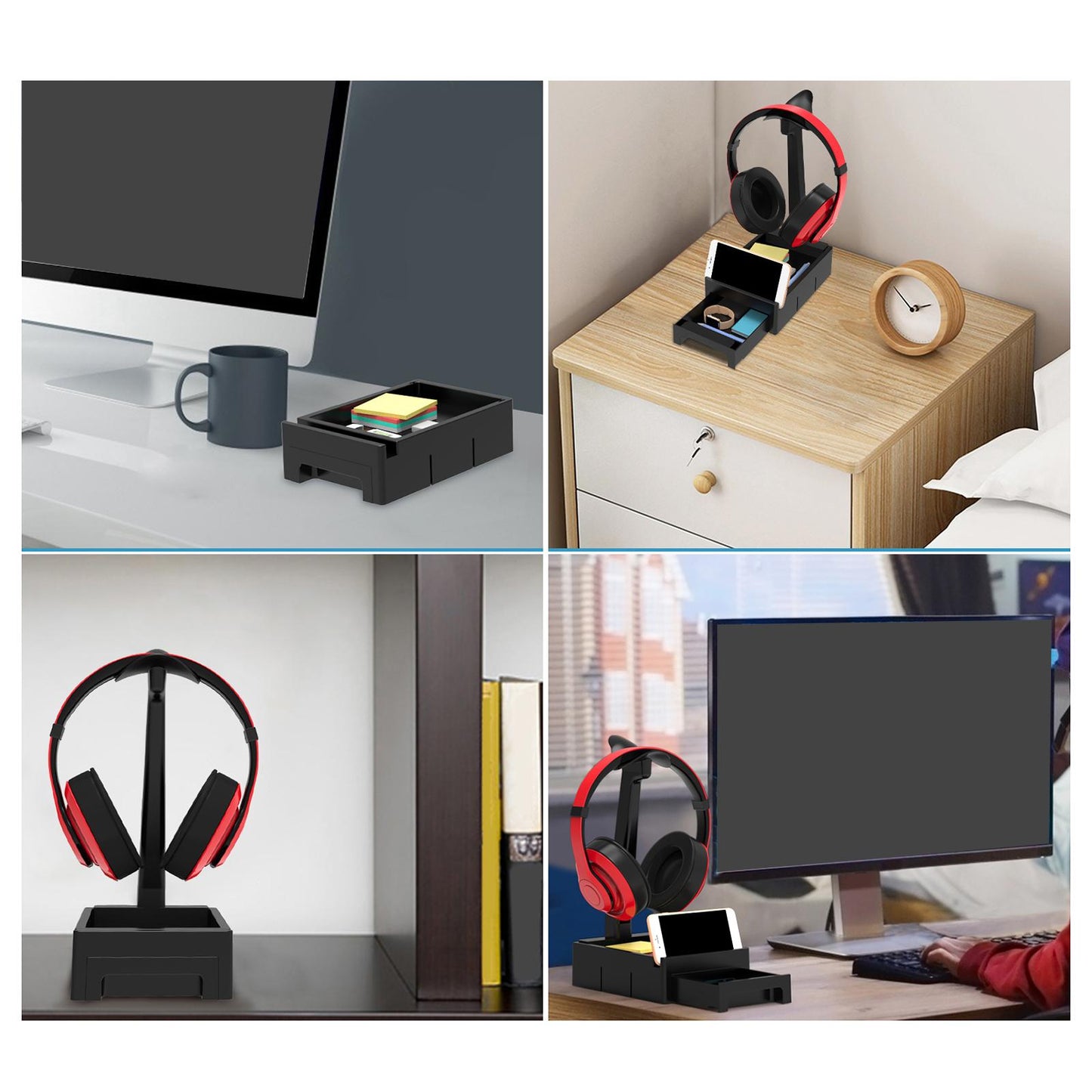 Desk Headset Stand Phone Mount Hook Rack Headphone Hanger for Game Home KM21