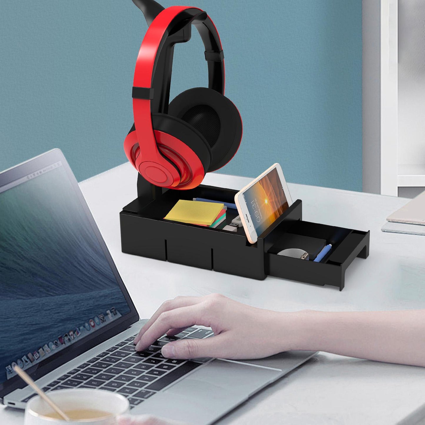 Desk Headset Stand Phone Mount Hook Rack Headphone Hanger for Game Home KM21