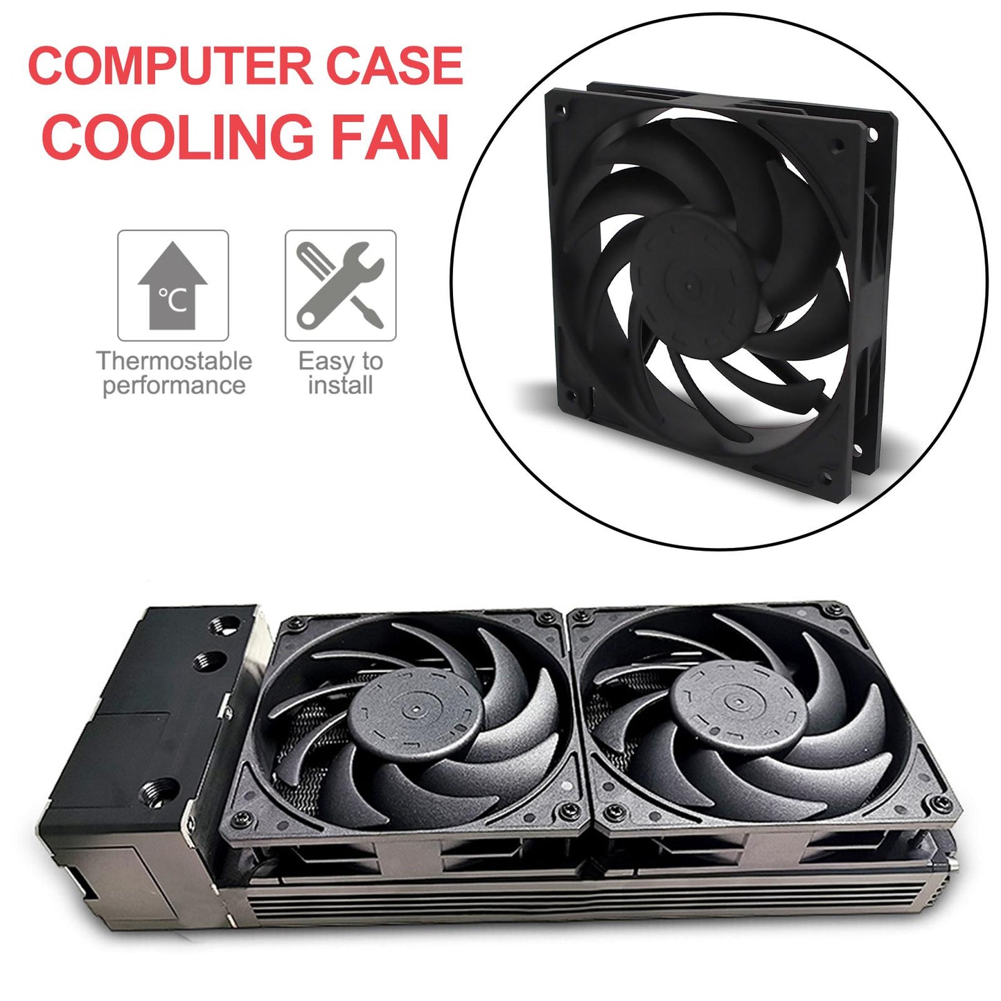 Quiet Cooling Case Fan 12cm/120mm DIY 4-Pin for Computer Case Mining Rig Black
