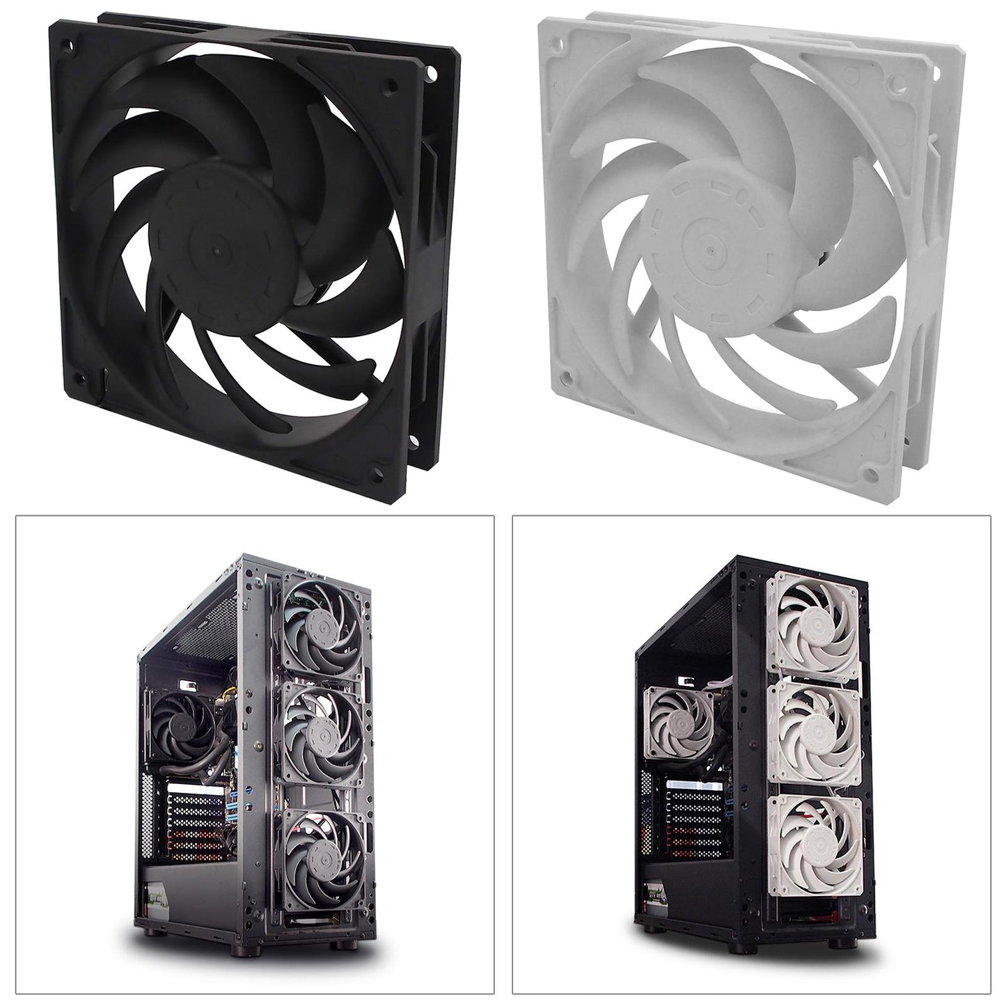 Quiet Cooling Case Fan 12cm/120mm DIY 4-Pin for Computer Case Mining Rig Black