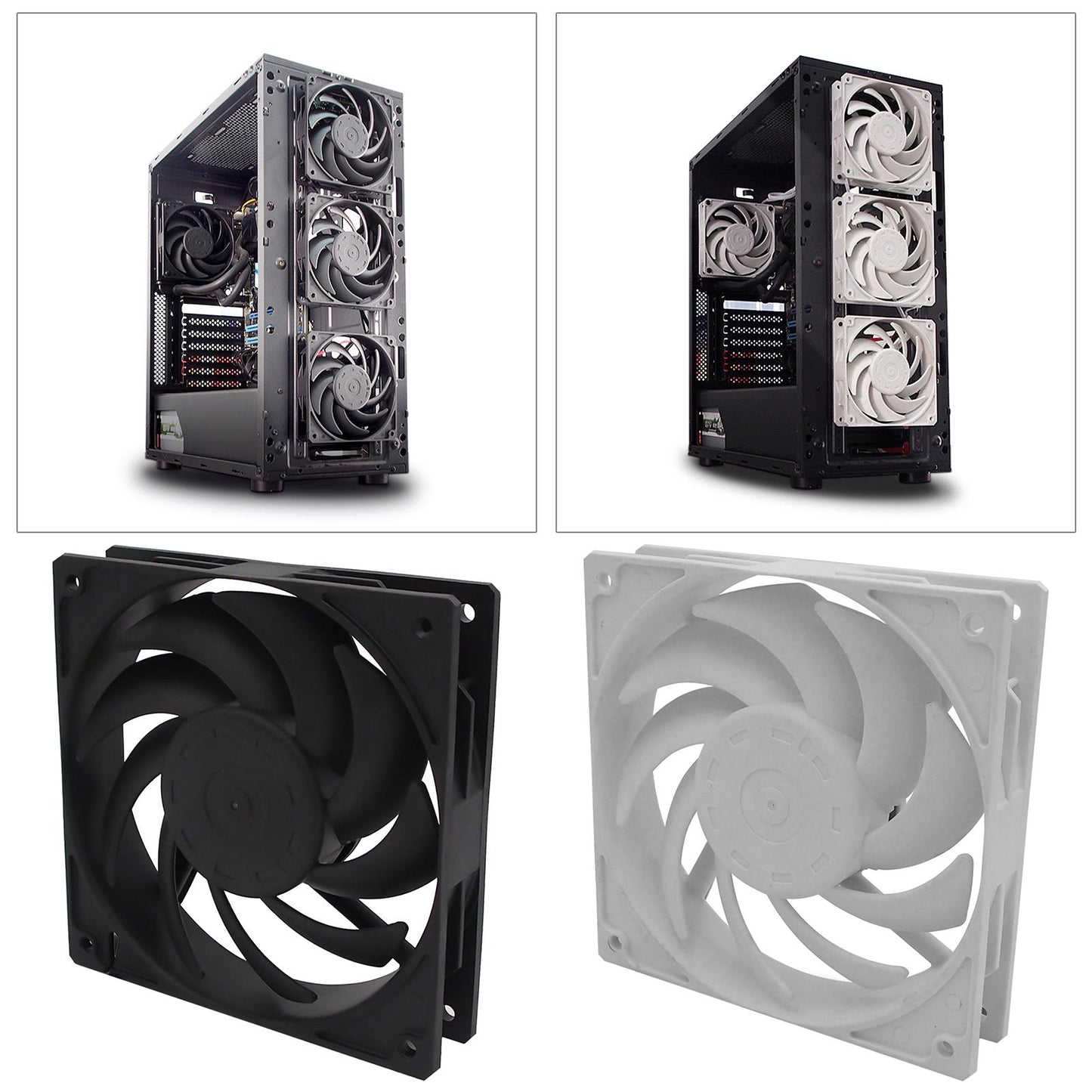 Quiet Cooling Case Fan 12cm/120mm DIY 4-Pin for Computer Case Mining Rig Black