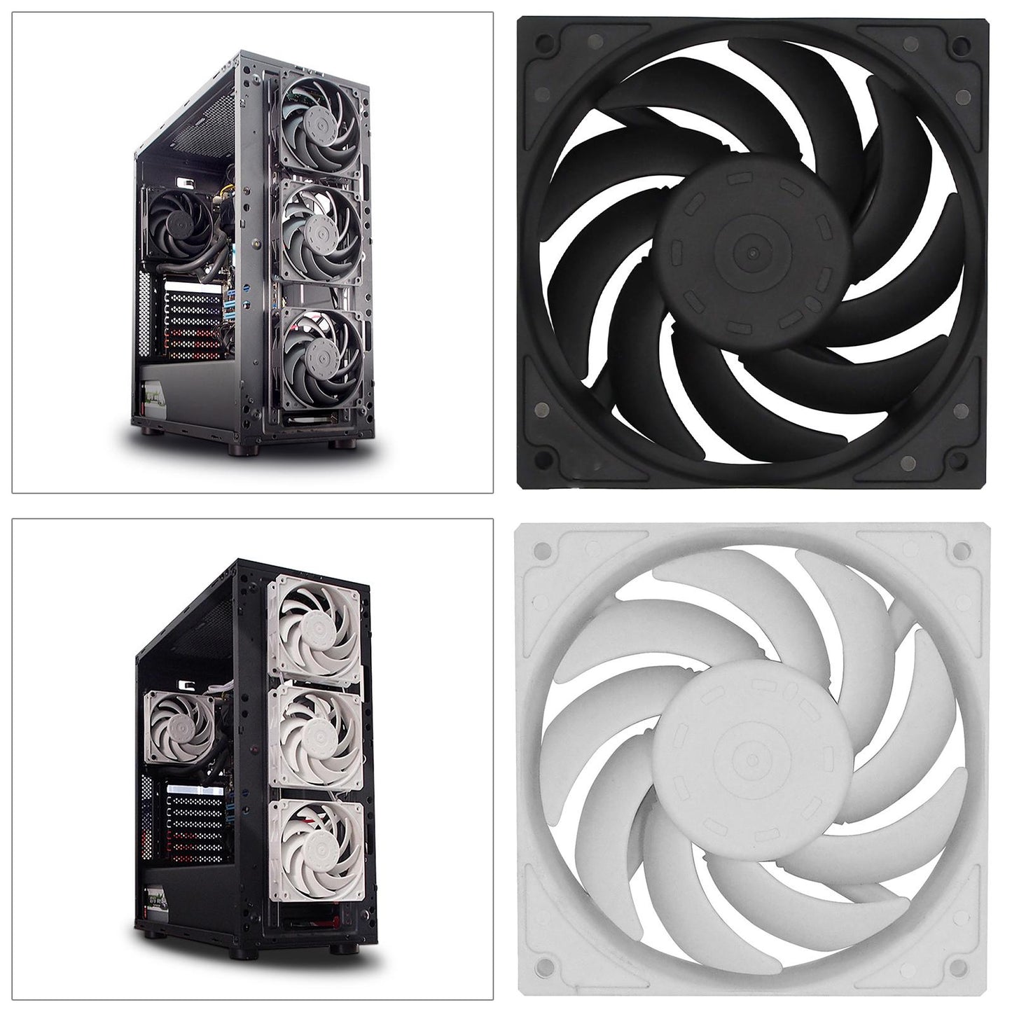 Quiet Cooling Case Fan 12cm/120mm DIY 4-Pin for Computer Case Mining Rig Black