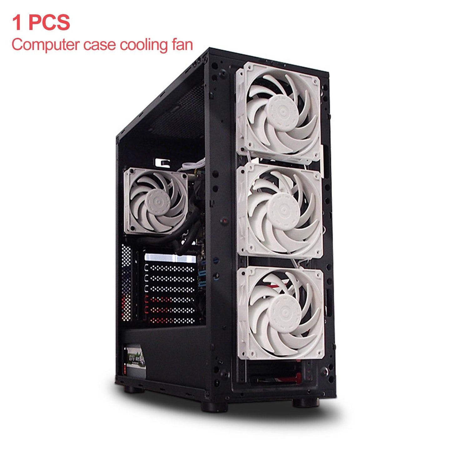 Quiet Cooling Case Fan 12cm/120mm DIY 4-Pin for Computer Case Mining Rig White