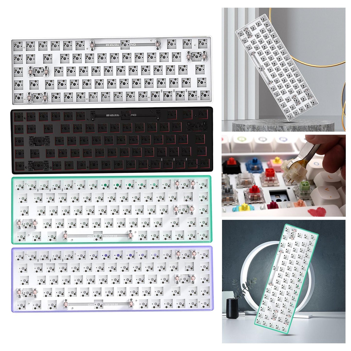 Mechanical Keyboard DIY Kit Hot-Swappable Shaft Base Axis for Windows PC White