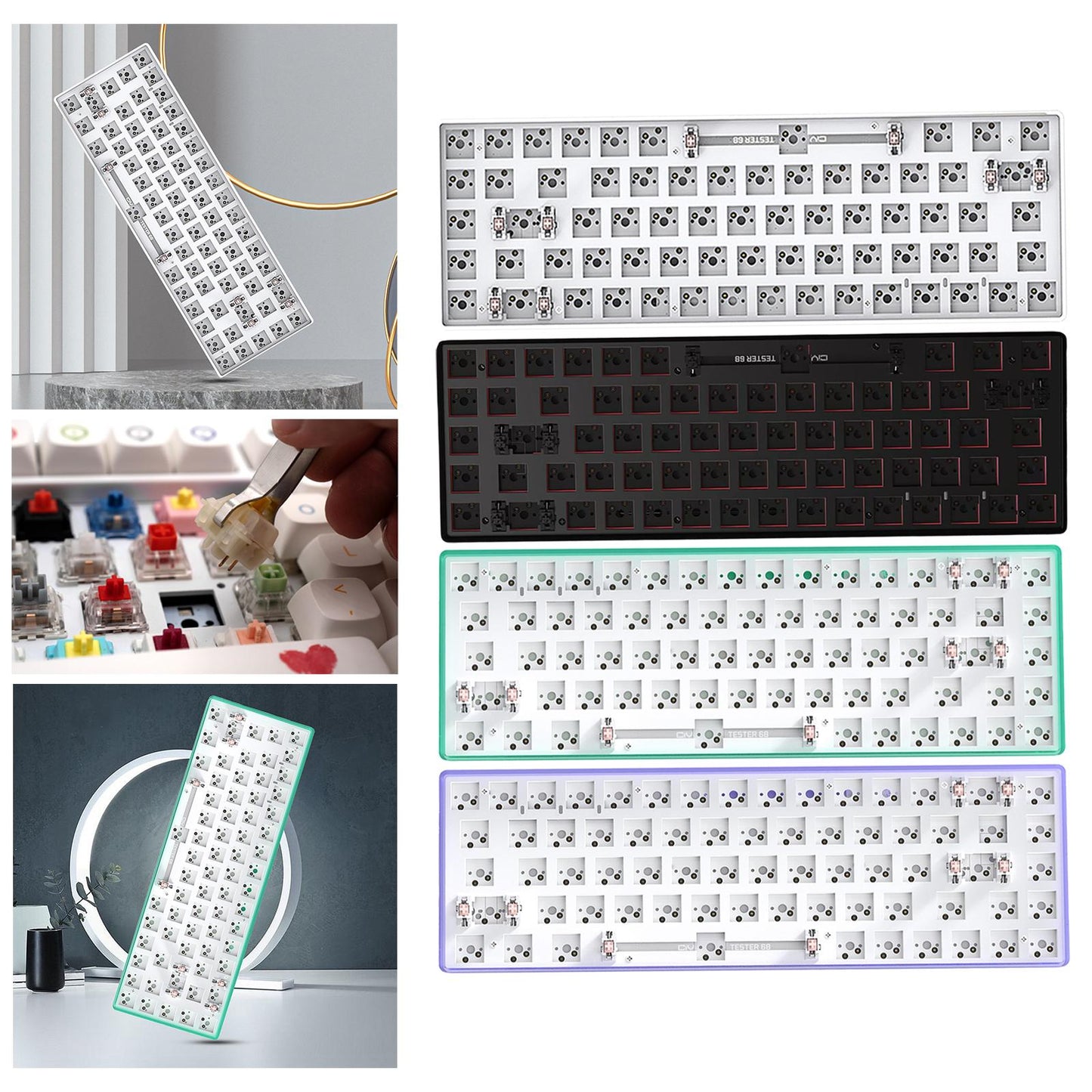 Mechanical Keyboard DIY Kit Hot-Swappable Shaft Base Axis for Windows PC White