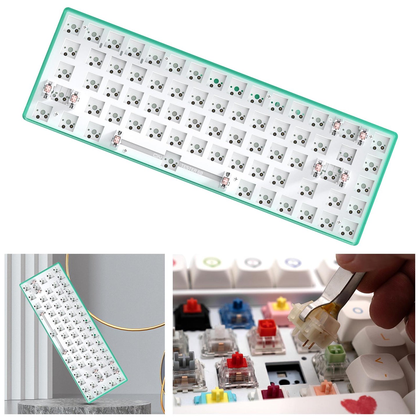 Mechanical Keyboard DIY Kit Hot-Swappable Shaft Base Axis for Windows PC Green