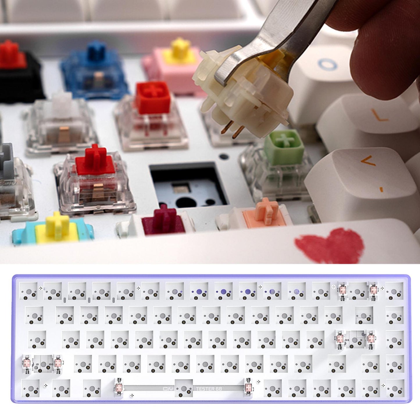 Mechanical Keyboard DIY Kit Hot-Swappable Shaft Base Axis for Windows PC Purple