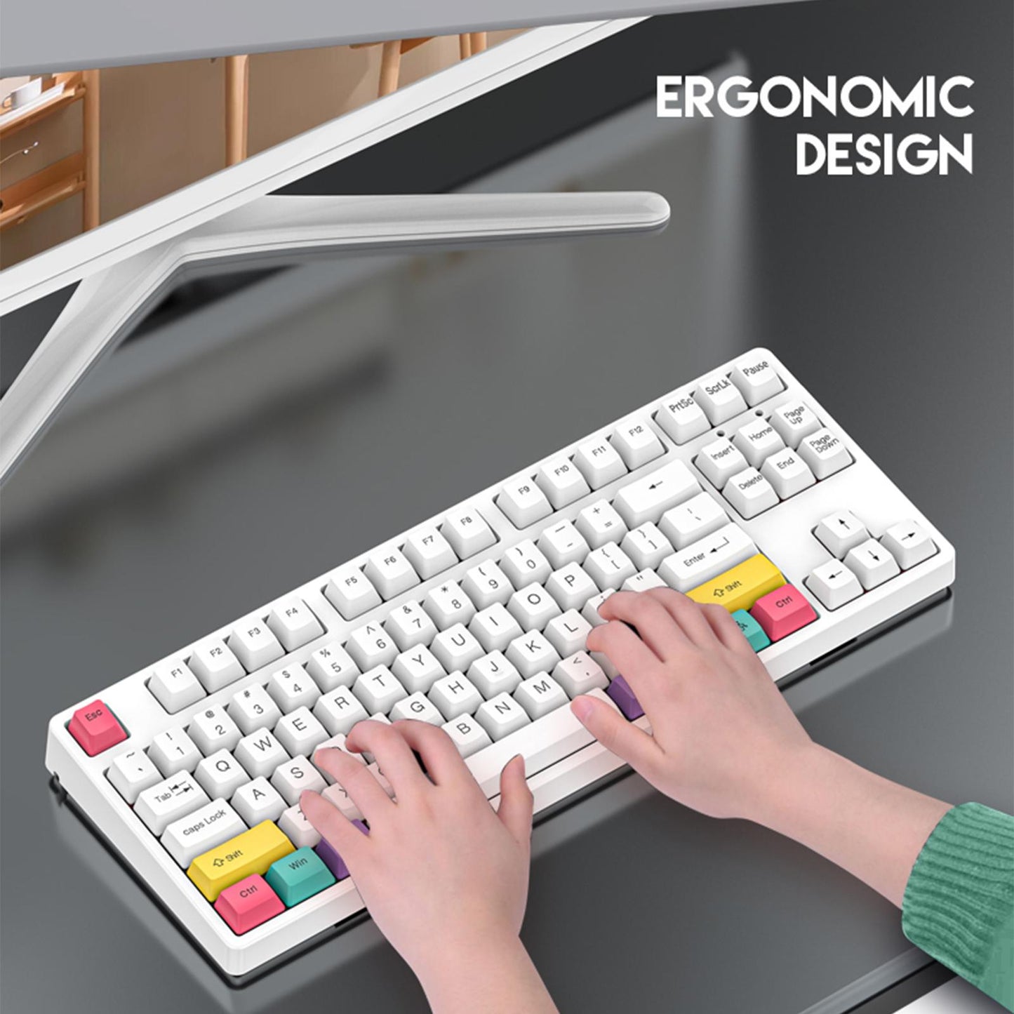 87Keys RGB Wired Mechanical Keyboard Detachable for Gaming Home Red Switch