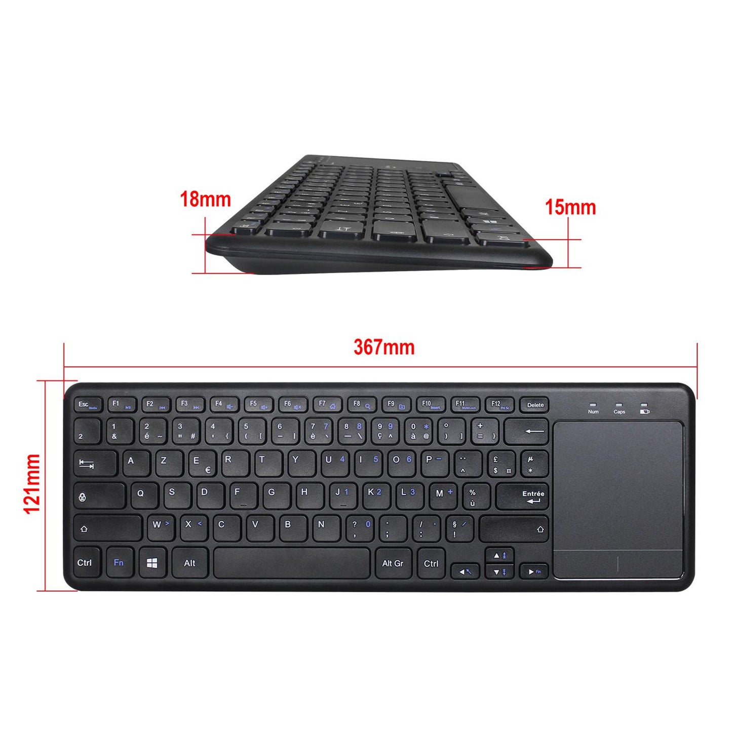 2.4G Wireless Keyboard with Multi Gesture Touchpad Cordless for Smart TV PC