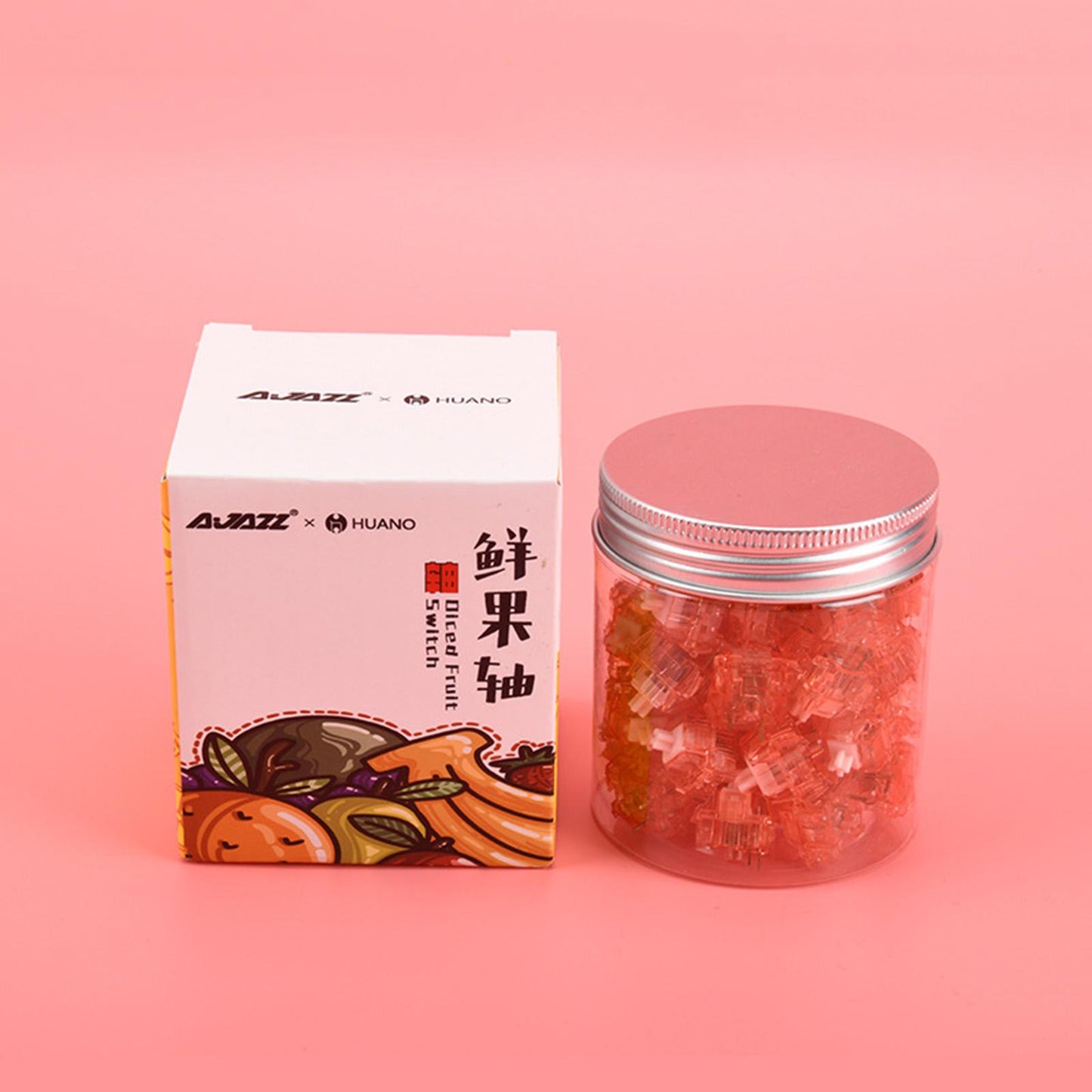 45x 3 Pin Diced Fruit Switch Set DIY Pre Lubed Switches Peach Switch