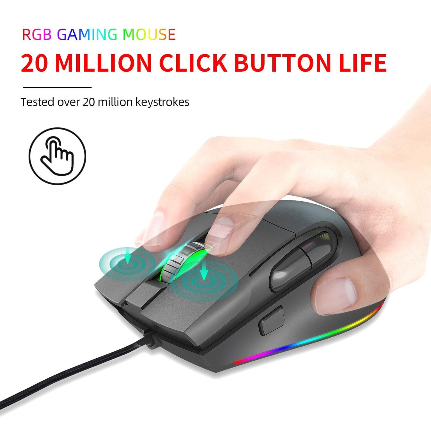 Wired Gaming Mouse Ergonomic 13 Backlits with Side Buttons Black Gamer PC