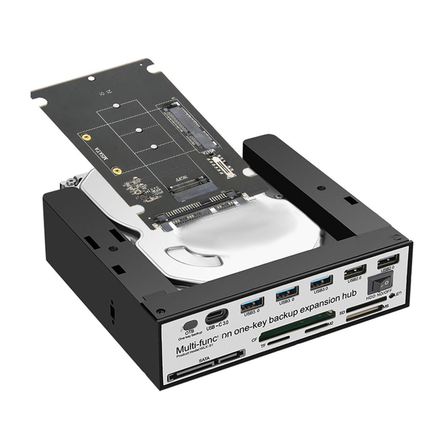 PC Front Panel USB Hub Audio 5Gbps Data Transfer SD/Mmc/CF/MS/TF/ M2