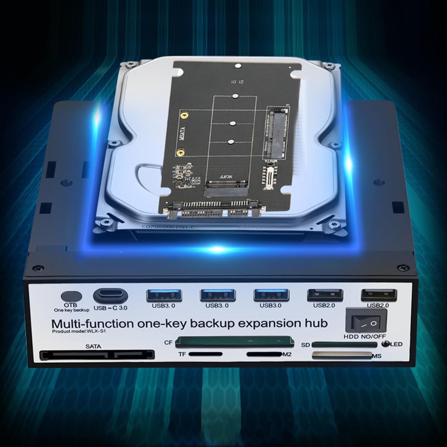 PC Front Panel USB Hub Audio 5Gbps Data Transfer SD/Mmc/CF/MS/TF/ M2