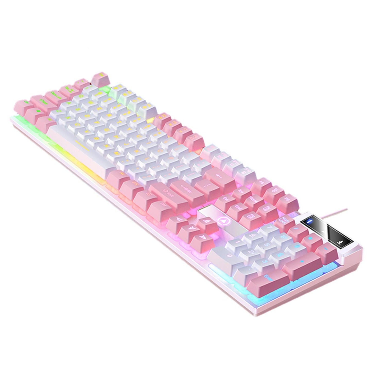 Mechanical Gaming Keyboard USB RGB Backlit for PC Game Office White Pink
