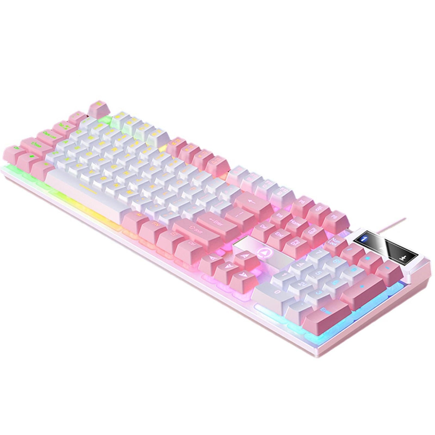 Mechanical Gaming Keyboard USB RGB Backlit for PC Game Office White Pink