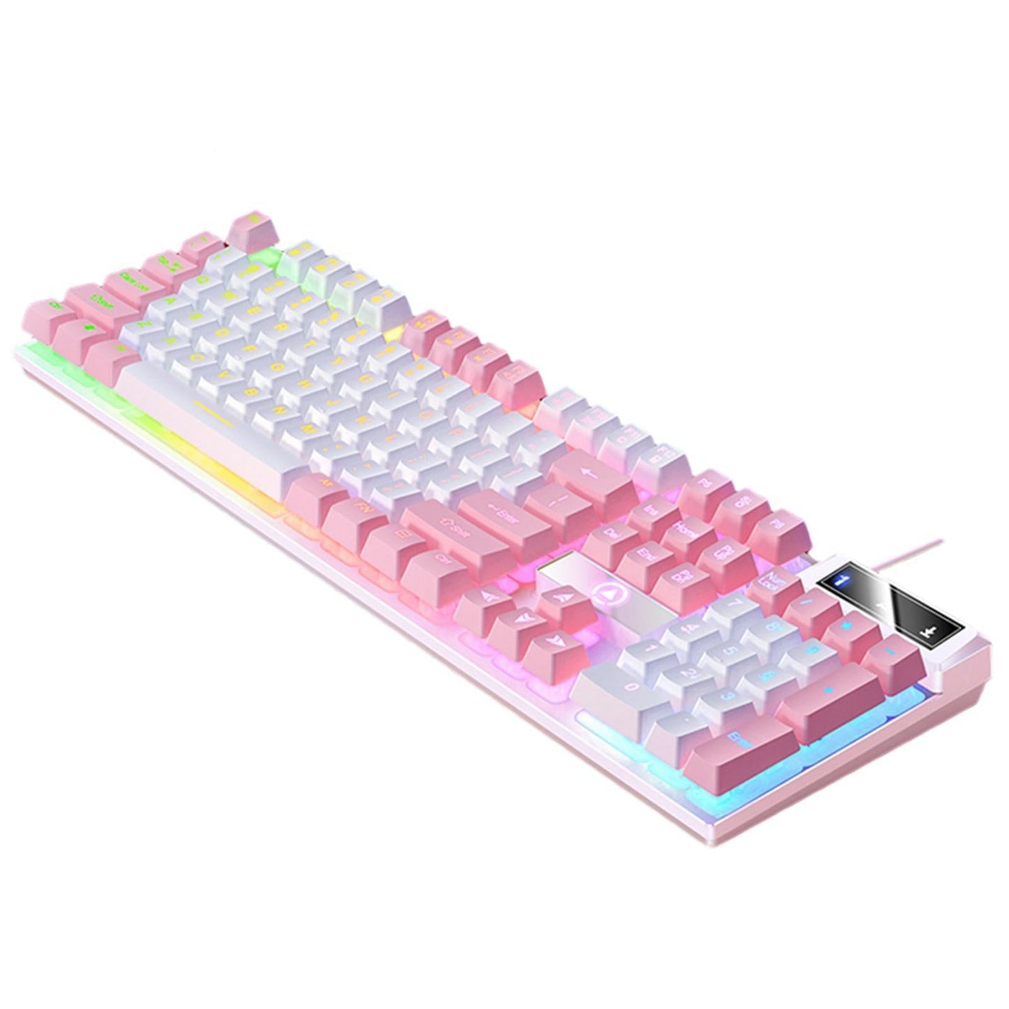 Mechanical Gaming Keyboard USB RGB Backlit for PC Game Office White Pink