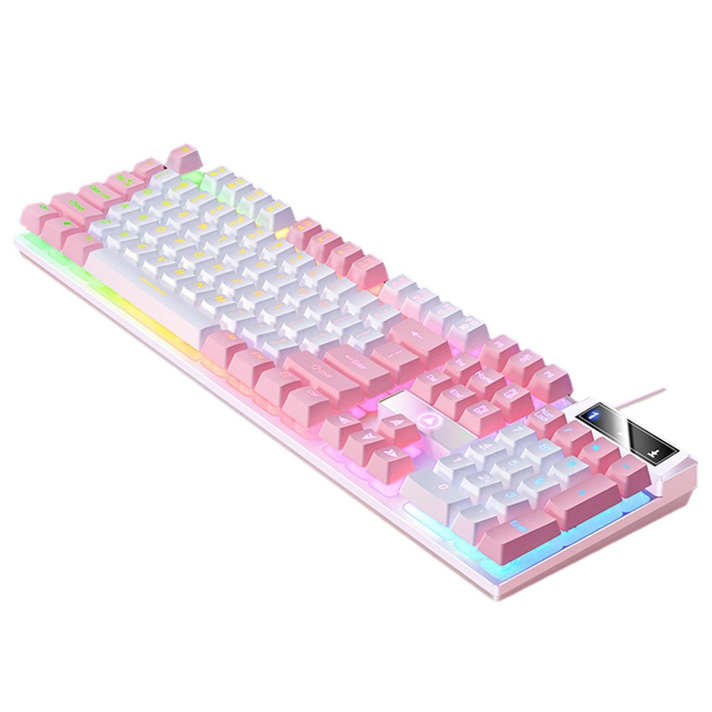 Mechanical Gaming Keyboard USB RGB Backlit for PC Game Office White Pink