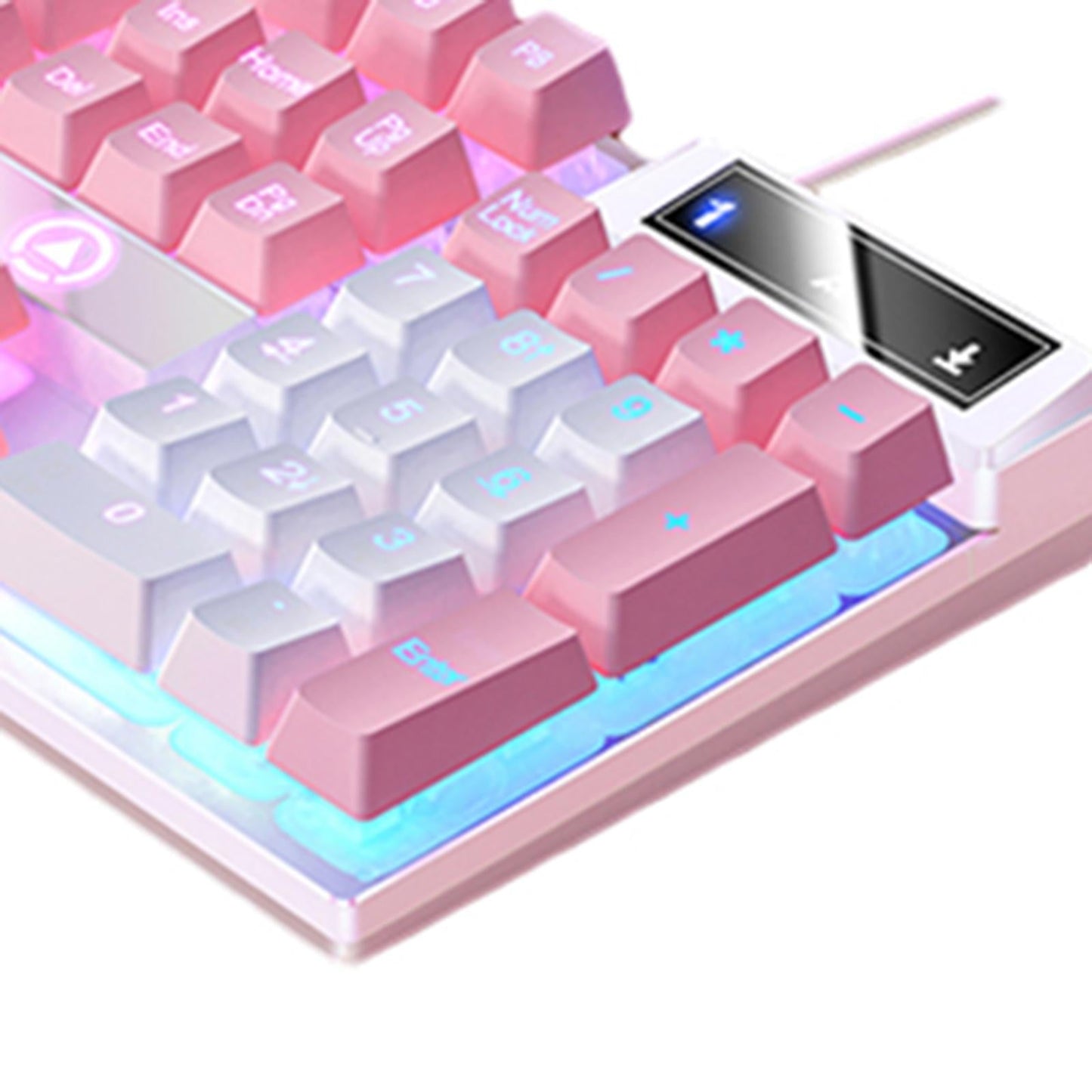 Mechanical Gaming Keyboard USB RGB Backlit for PC Game Office White Pink