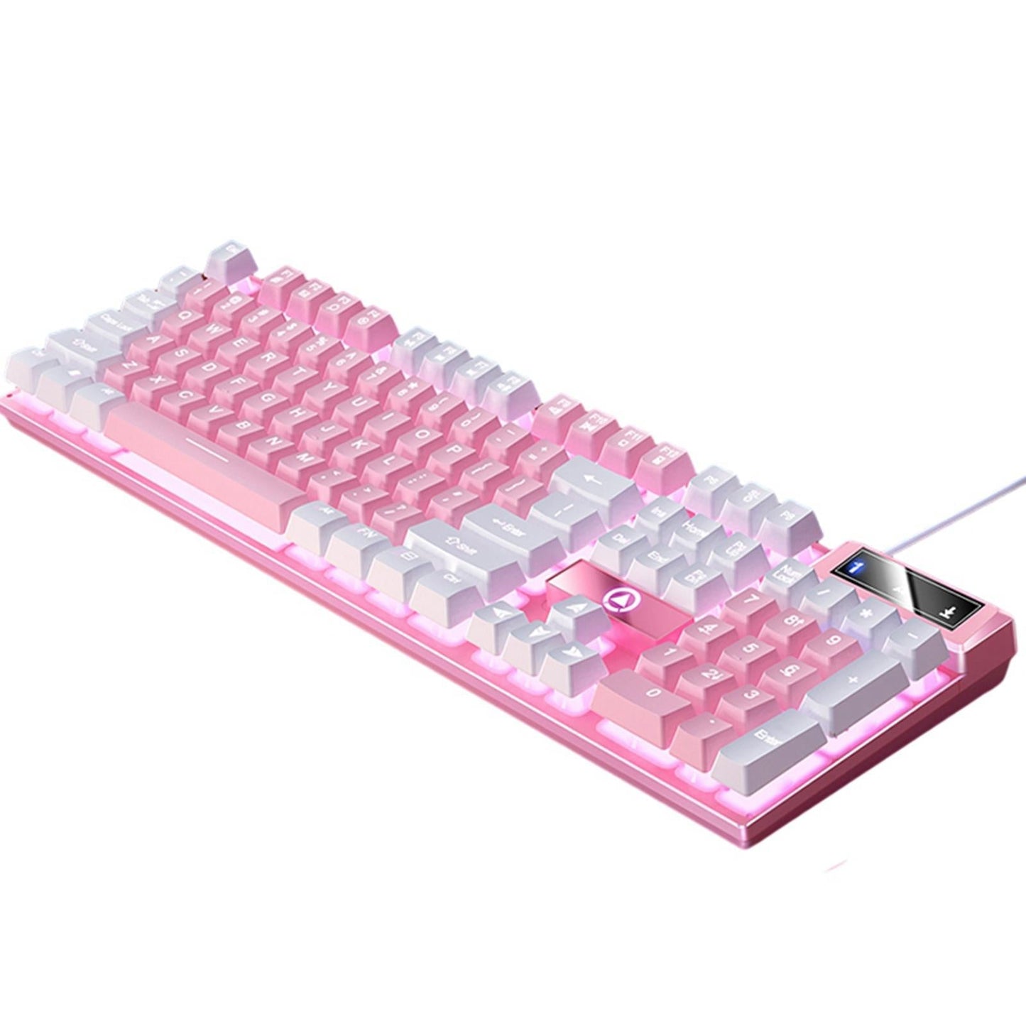 Mechanical Gaming Keyboard USB LED Lighting for Game Office Pink White