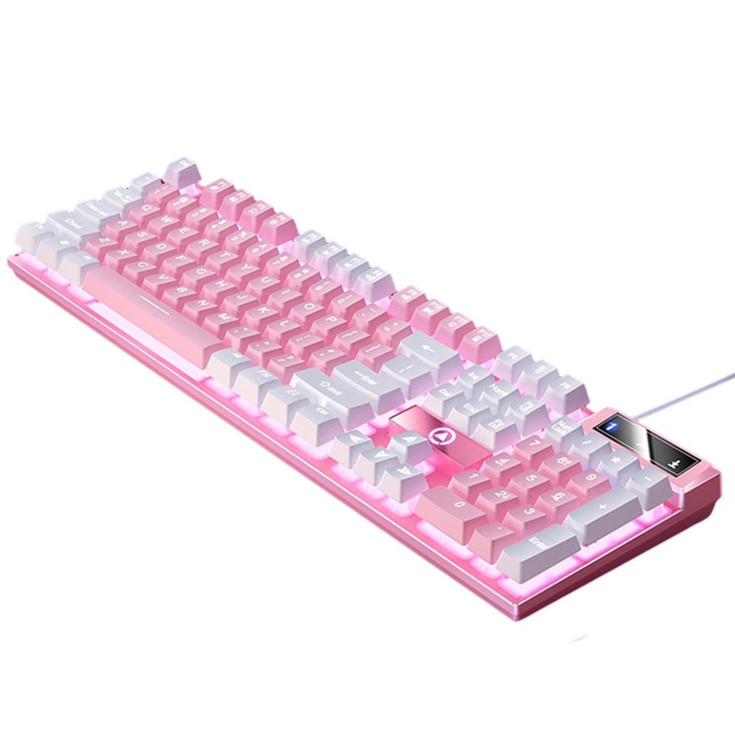 Mechanical Gaming Keyboard USB LED Lighting for Game Office Pink White
