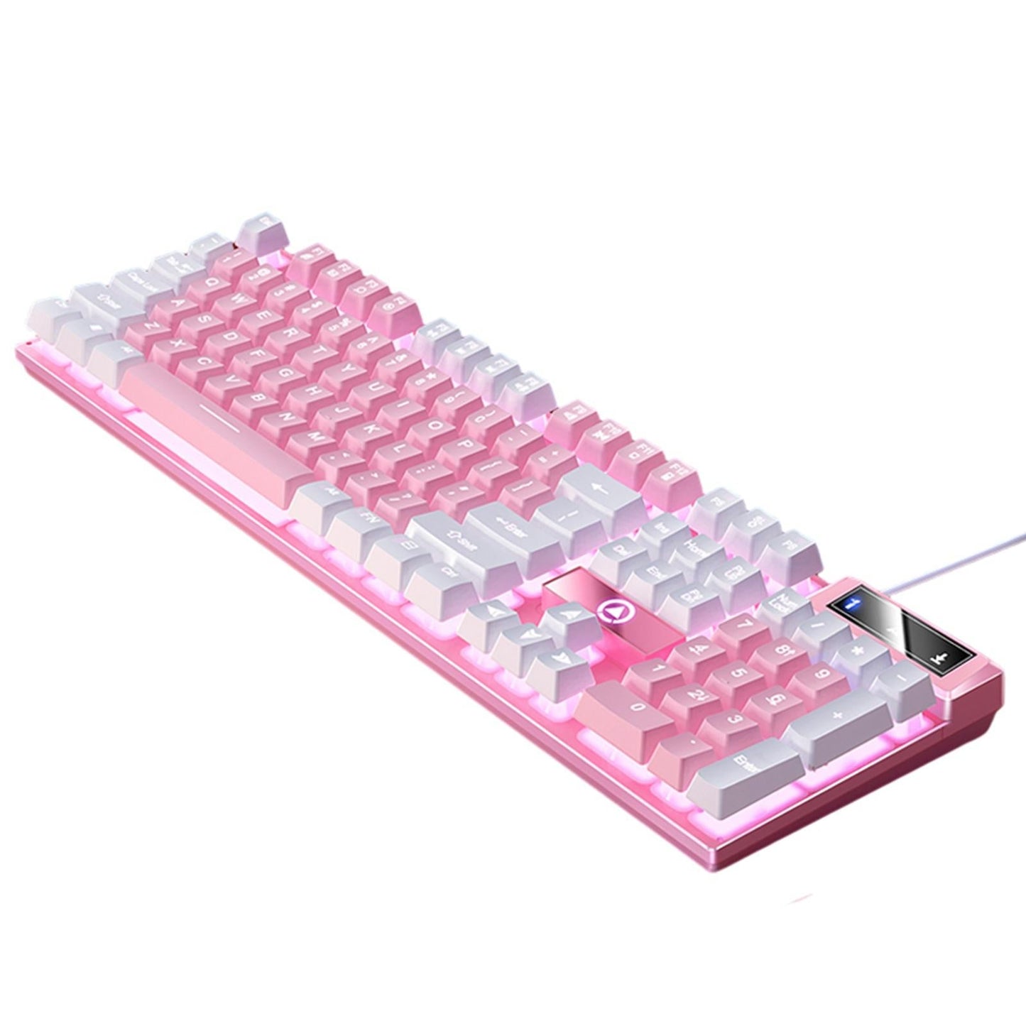 Mechanical Gaming Keyboard USB LED Lighting for Game Office Pink White