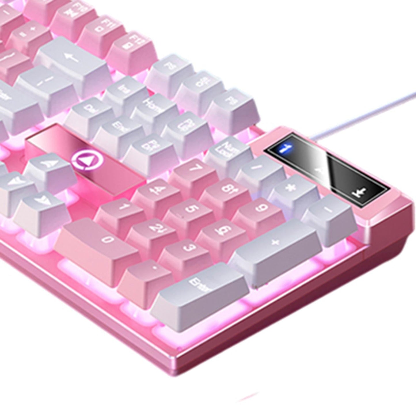 Mechanical Gaming Keyboard USB LED Lighting for Game Office Pink White