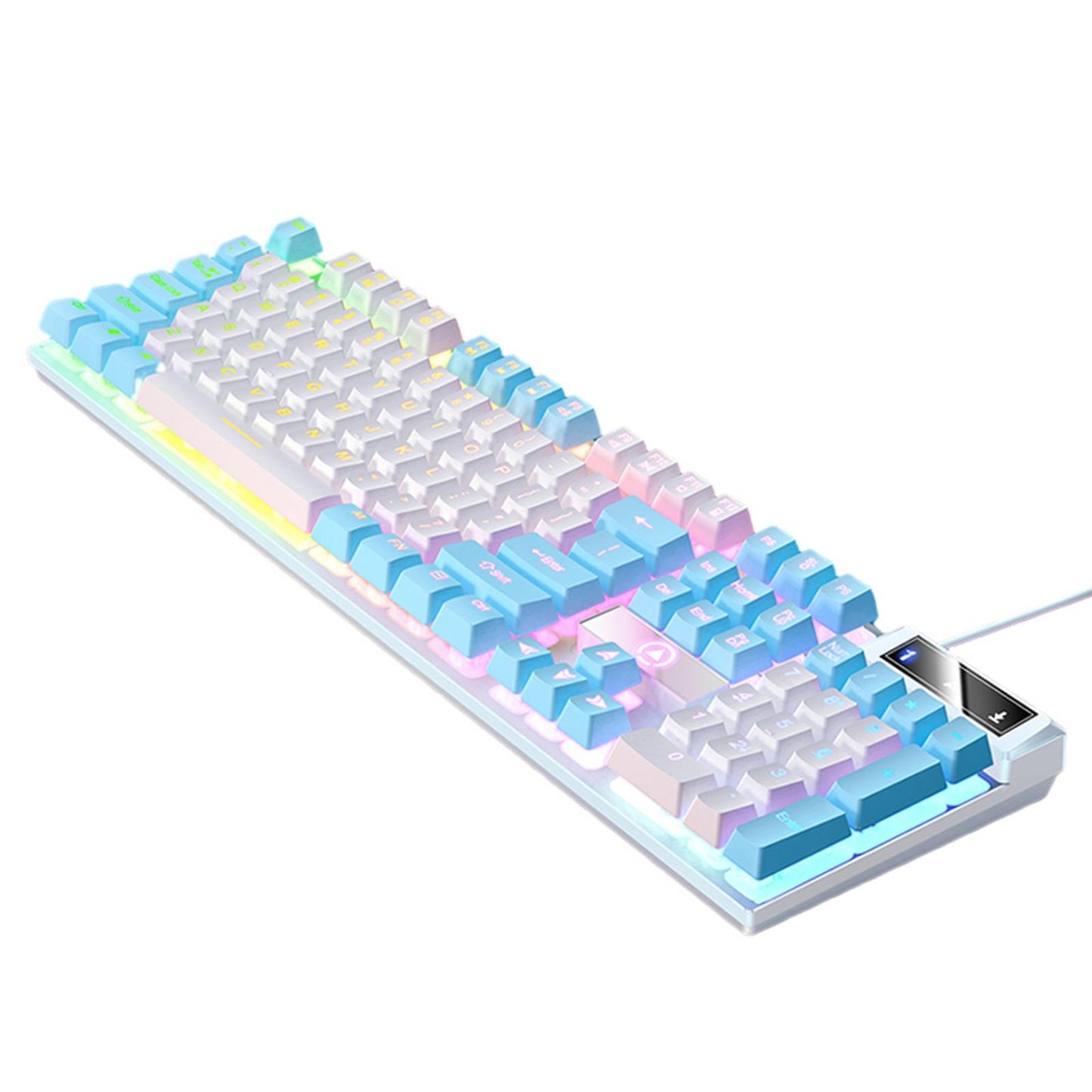 Mechanical Gaming Keyboard USB RGB Backlit for PC Game Office White Blue
