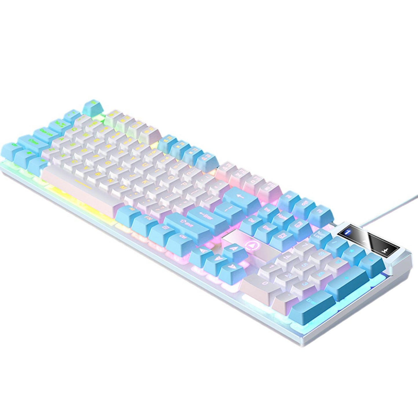 Mechanical Gaming Keyboard USB RGB Backlit for PC Game Office White Blue
